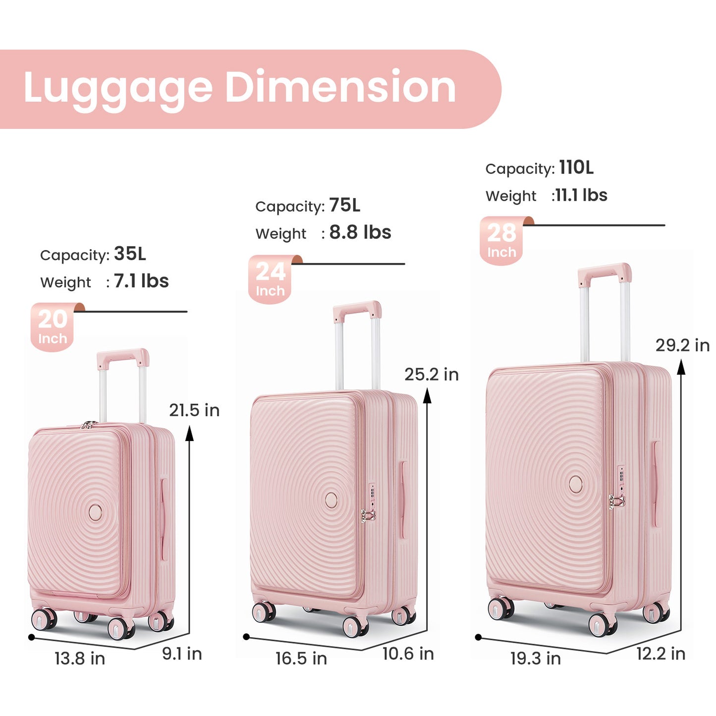 NIGSQJB Luggage Sets 3Pcs with PVC Cover & TSA Lock & Double Wheels(20-24-28in)
