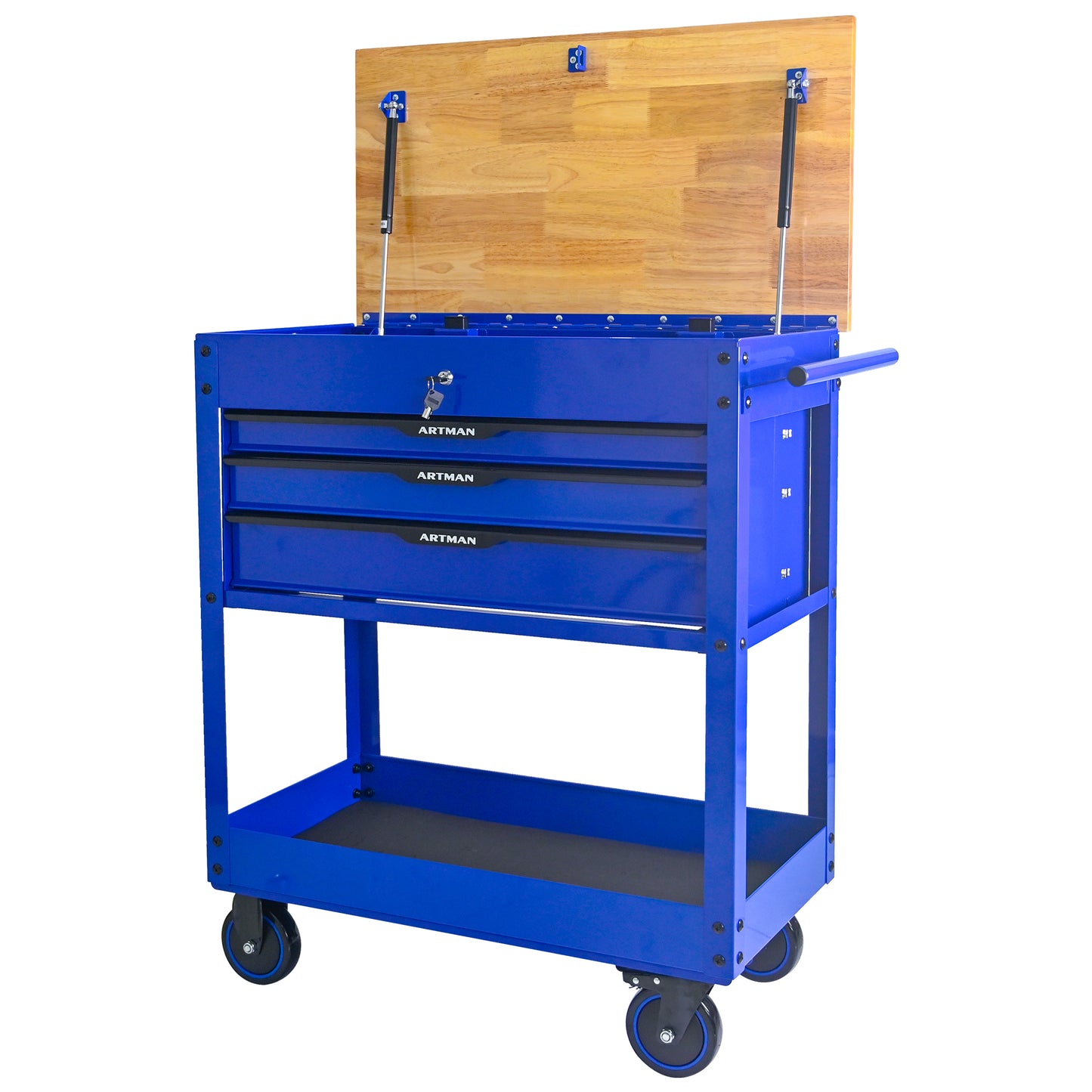 NIGSQJB 3 Drawers Tool Chest on Wheels with Wood Top