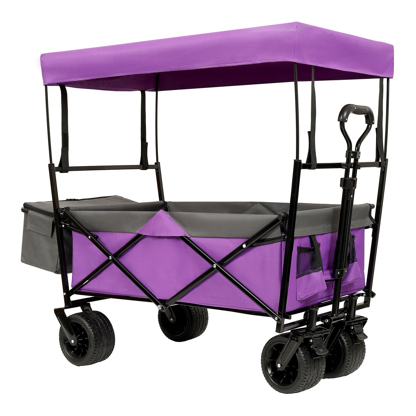 NIGSQJB 480Lbs Collapsible Shopping Cart with Canopy, Mosquito Net & 7" All-Terrain Wheels