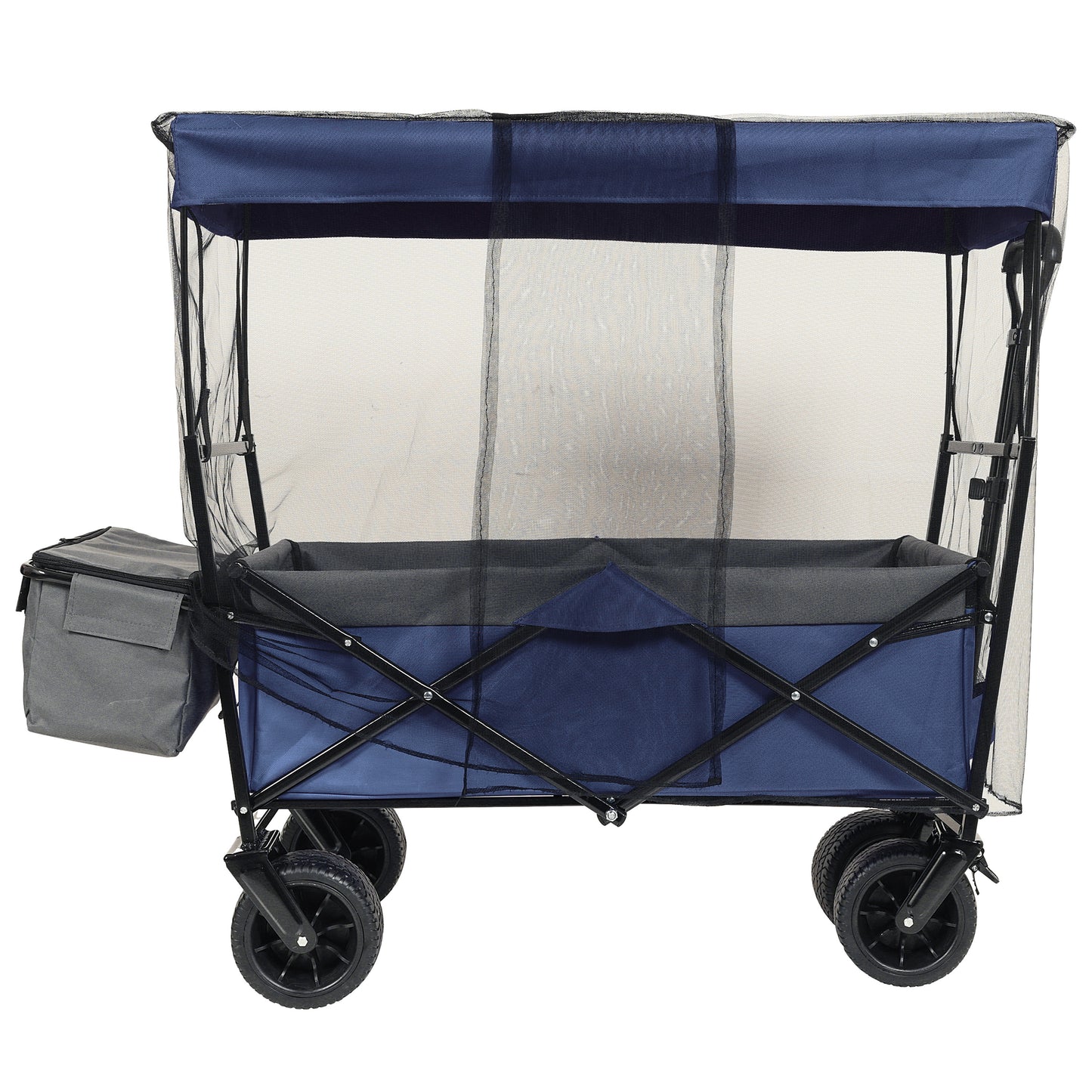 NIGSQJB 480Lbs Collapsible Shopping Cart with Canopy, Mosquito Net & 7" All-Terrain Wheels