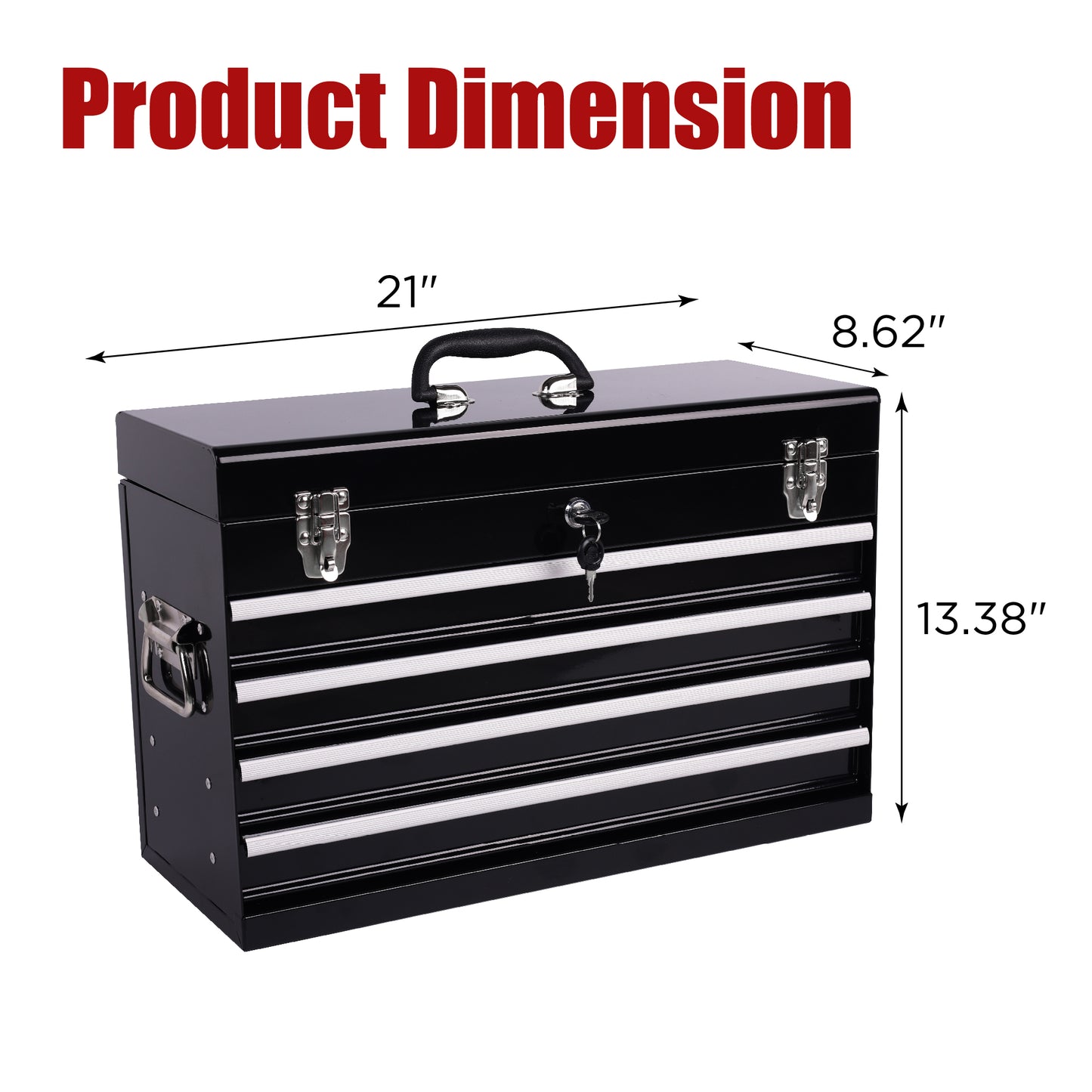 NIGSQJB 20" Portable Metal Tool Box with 5-Layers 4 Drawers,Black