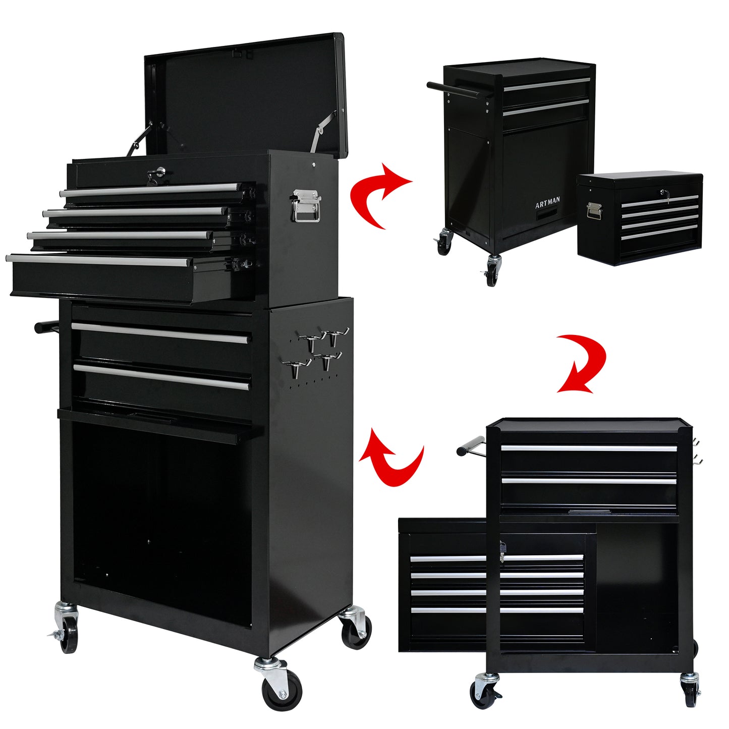 NIGSQJB 42.9"H Rolling Tool Chest w/ 6 Drawers