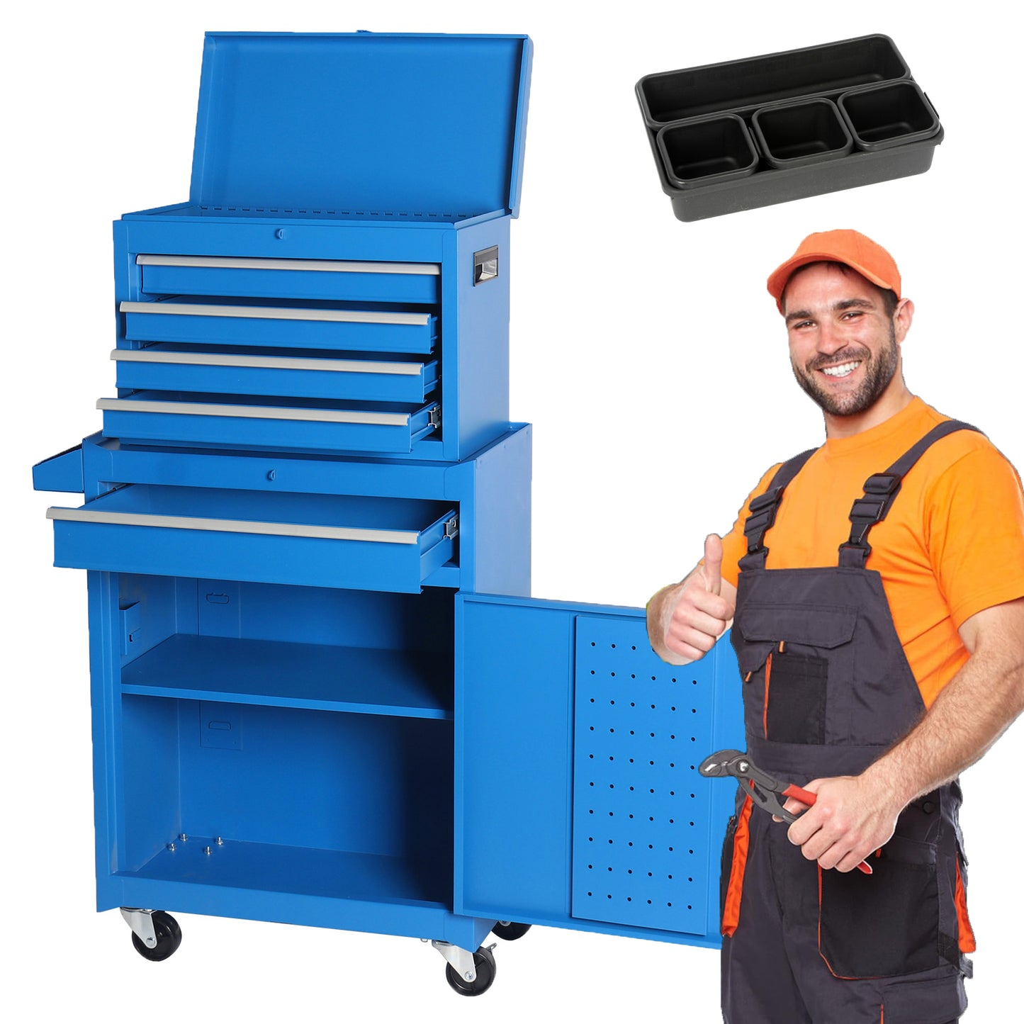 NIGSQJB 2-In-1 Rolling Tool Chest with 5-Drawers