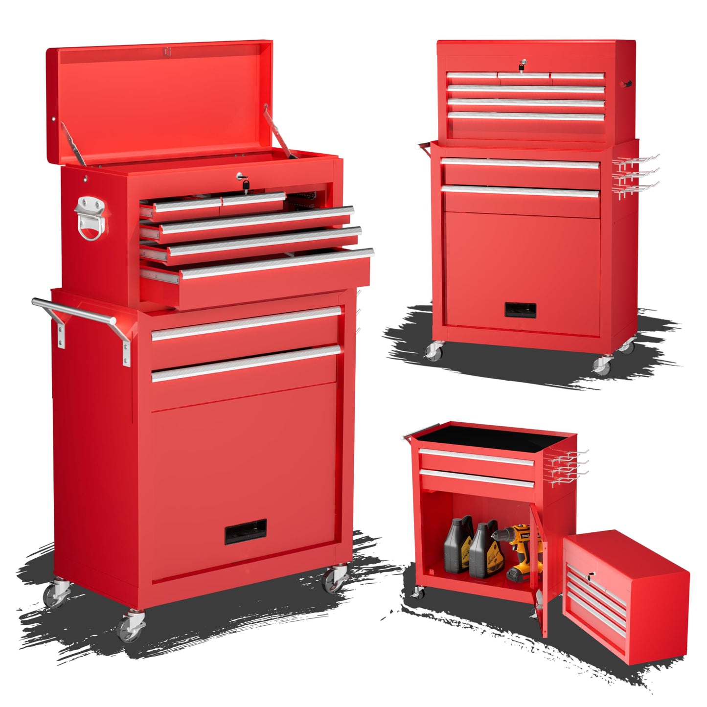 NIGSQJB 2-In-1 43.1"H Rolling Tool Chest with 8 Drawers