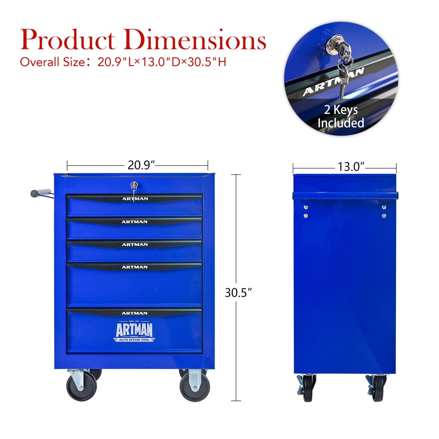 NIGSQJB 30.5"H Rolling Tool Chest with 2-4-5-6-7 Drawers, Blue