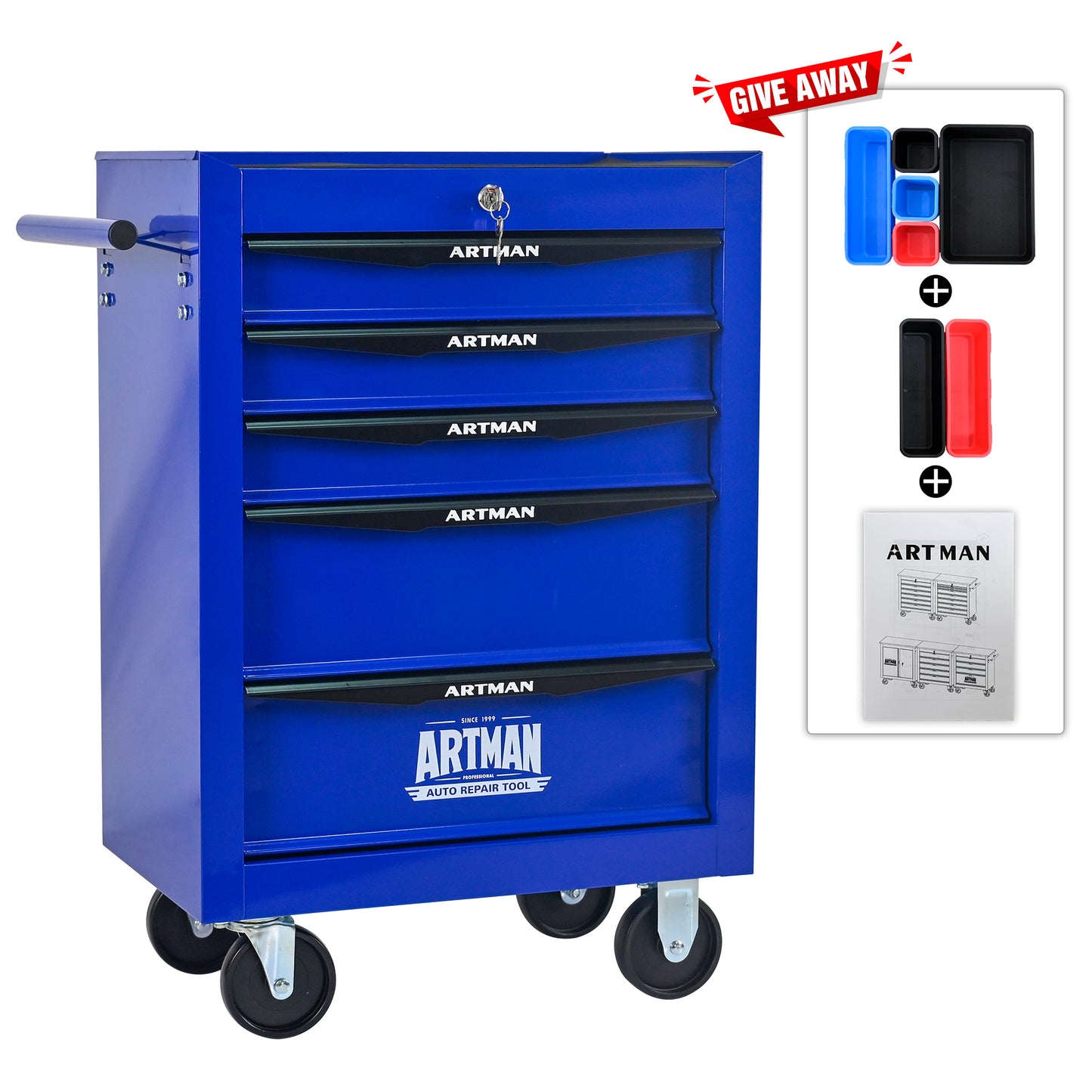 NIGSQJB 30.5"H Rolling Tool Chest with 2-4-5-6-7 Drawers, Blue