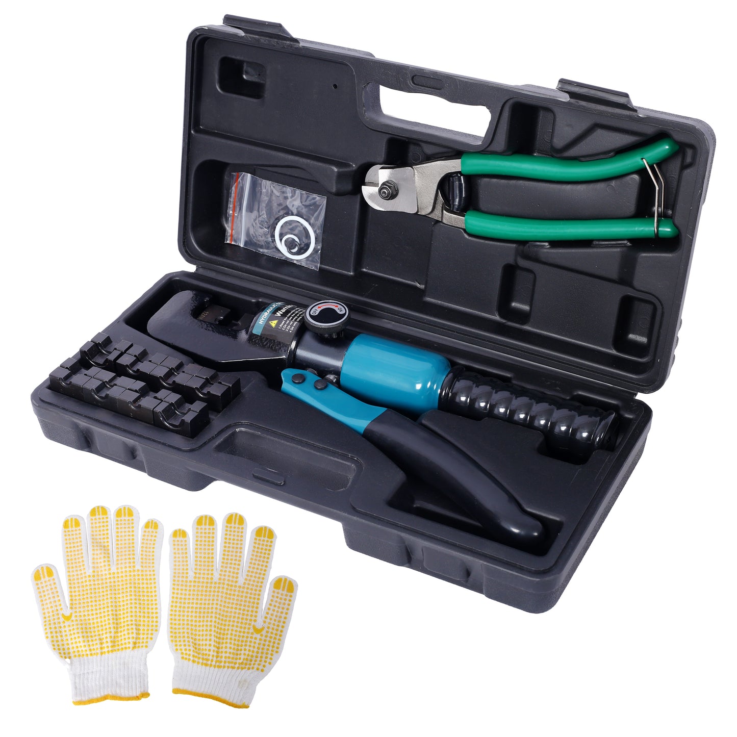 NIGSQJB 10T Hydraulic Crimper with 9 Sets Dies 12 AWG to 2/0 AWG