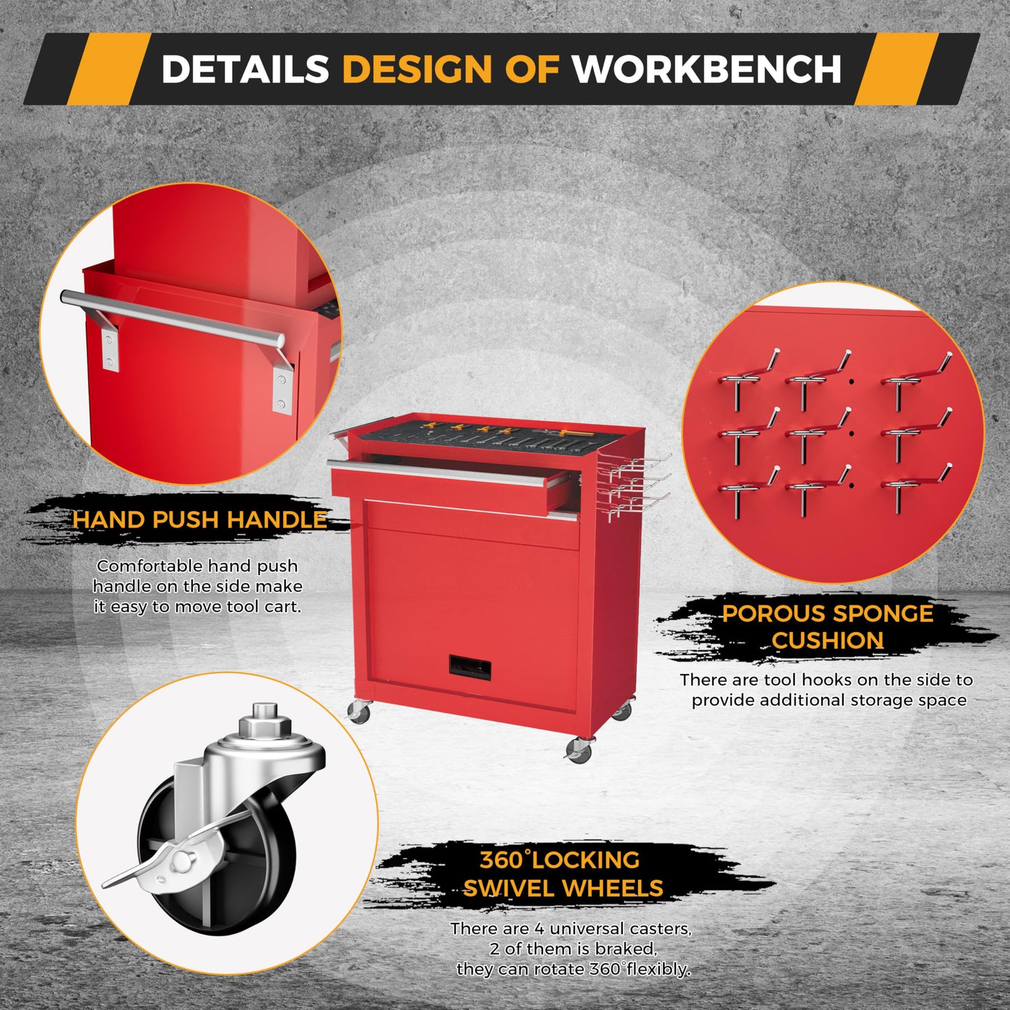 NIGSQJB 2-In-1 43.1"H Rolling Tool Chest with 8 Drawers