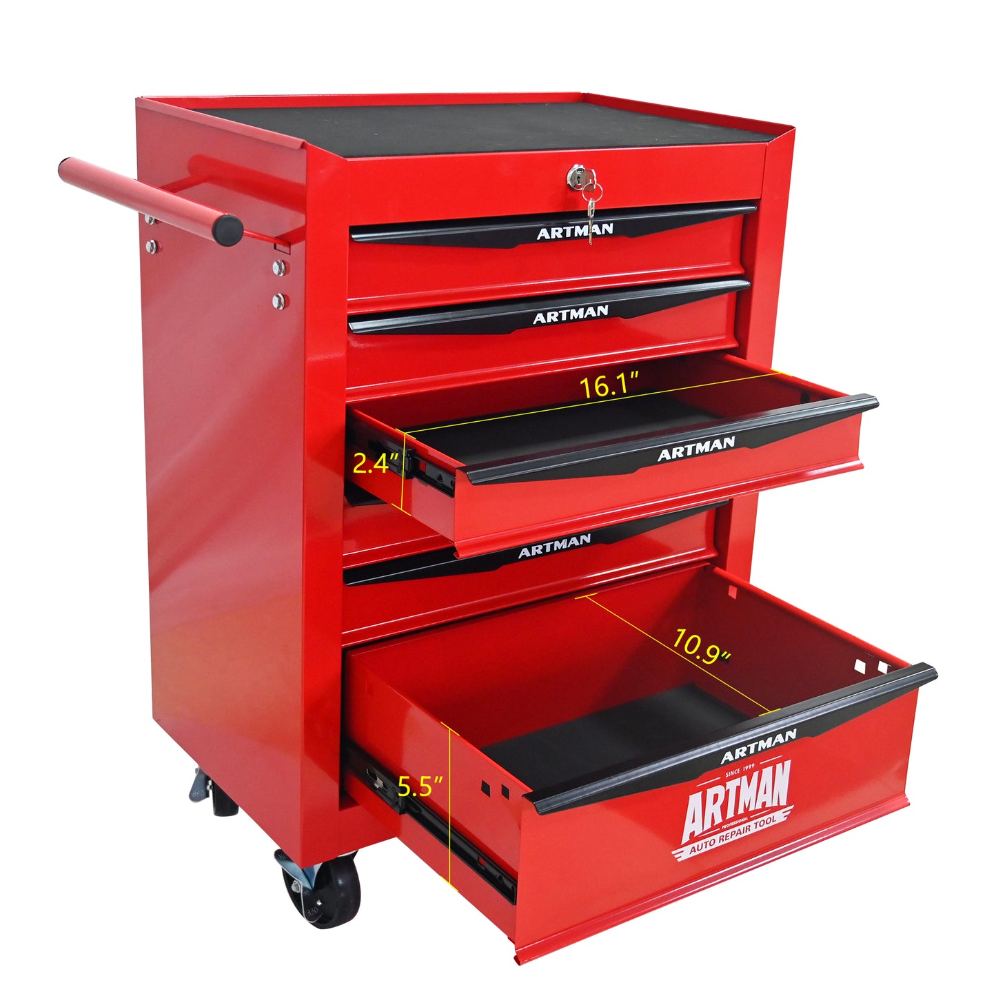 NIGSQJB 30.5"H Rolling Tool Chest with 4-5-6-7 Drawers, Red