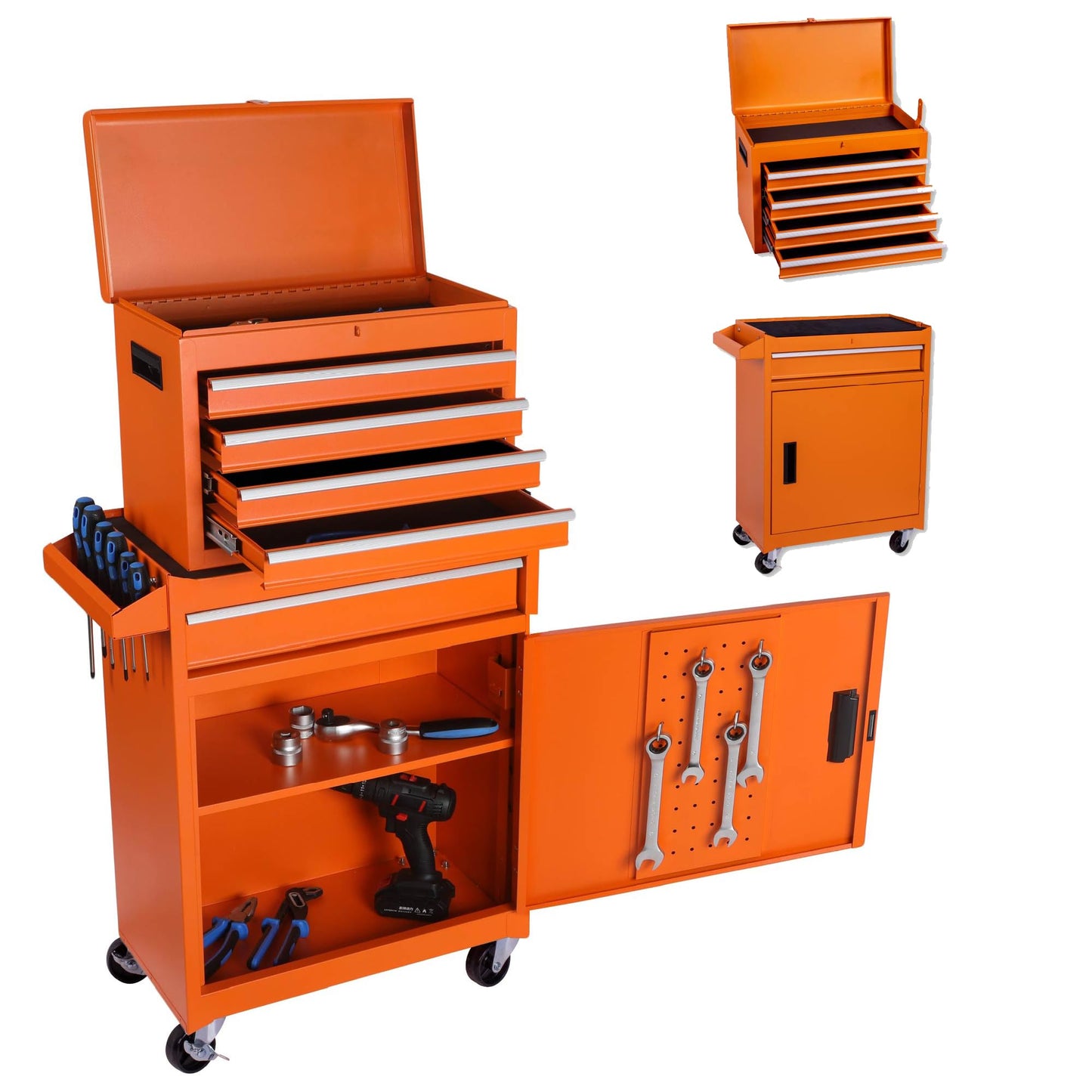 NIGSQJB 2-In-1 40.2"H Rolling Tool Chest with 5 Drawers