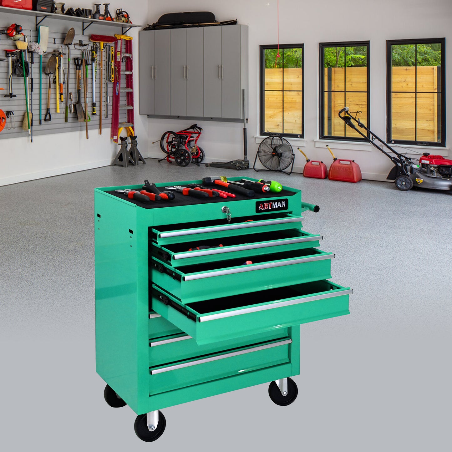 NIGSQJB 29.9"H Multifunctional Tool Chest with 4 Wheels & 7 Drawers