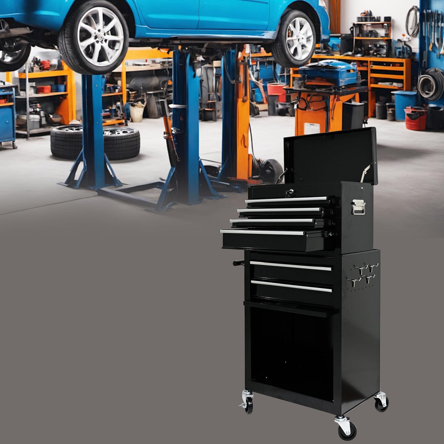 NIGSQJB 42.9"H Rolling Tool Chest w/ 6 Drawers