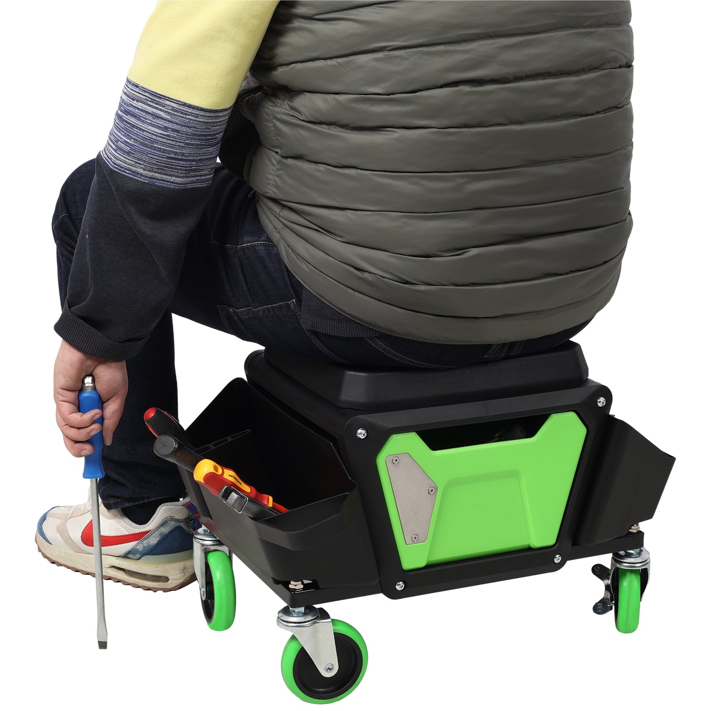 NIGSQJB 330lb Heavy Duty Roller Creeper Seat w/ 360° Wheels Storage Drawer