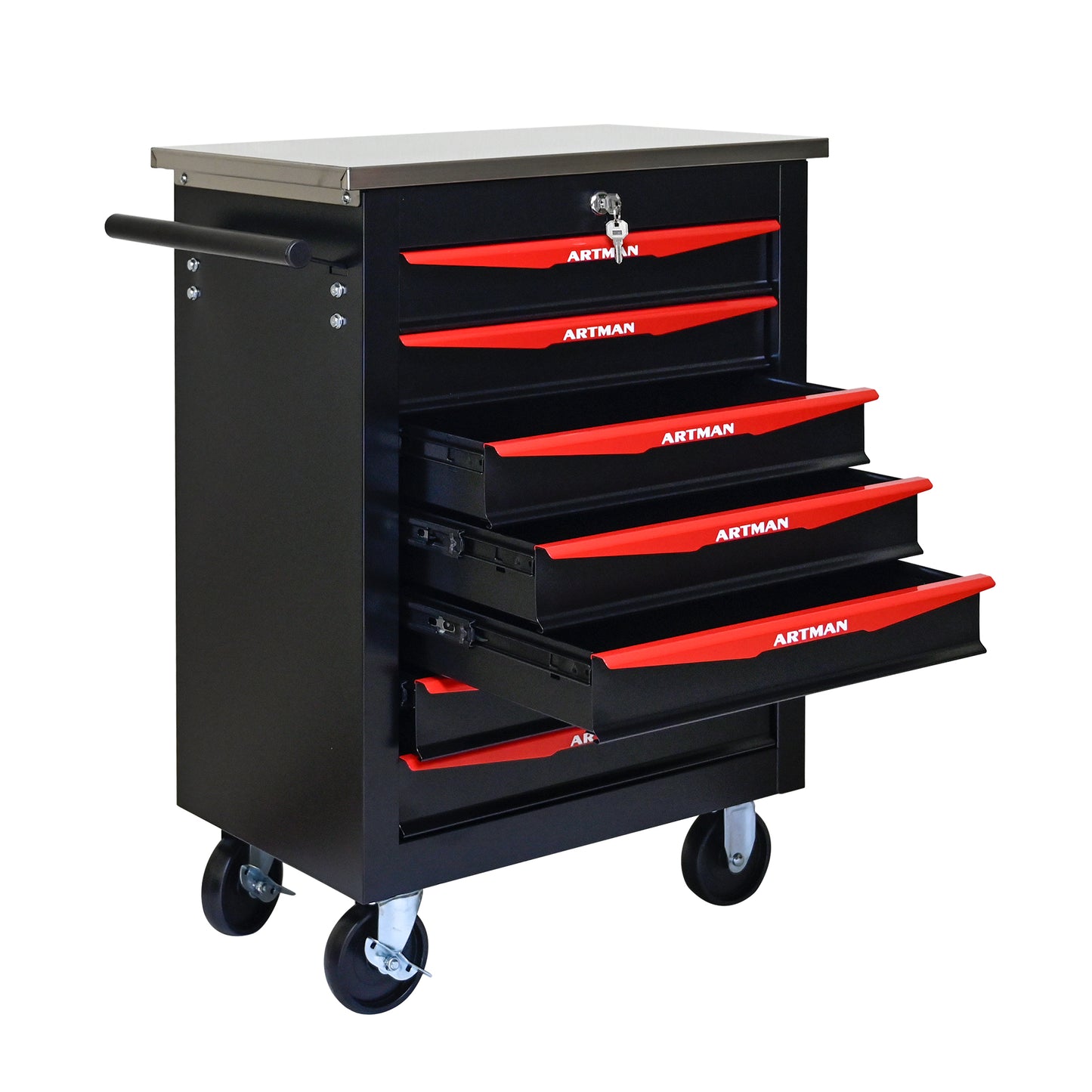 NIGSQJB 30.7"H Rolling Tool Chest with 2-4-5-6-7 Drawers, Black Red