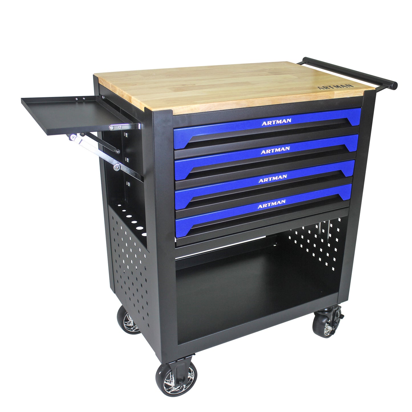 NIGSQJB 35.4"H Tool Chest Cart on Wheels w/ 4 Drawers,Wooden Top