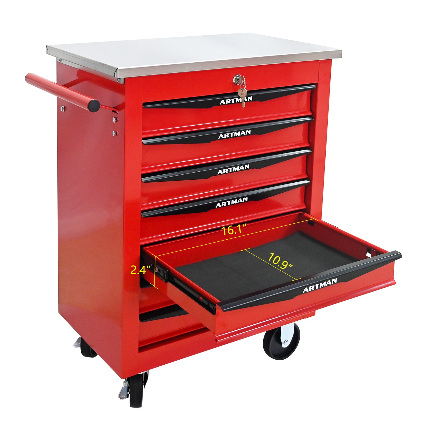 NIGSQJB 30.7"H Multifunctional Rolling Tool Chest with 4-5-6-7 Drawers , Stainless Steel Roof