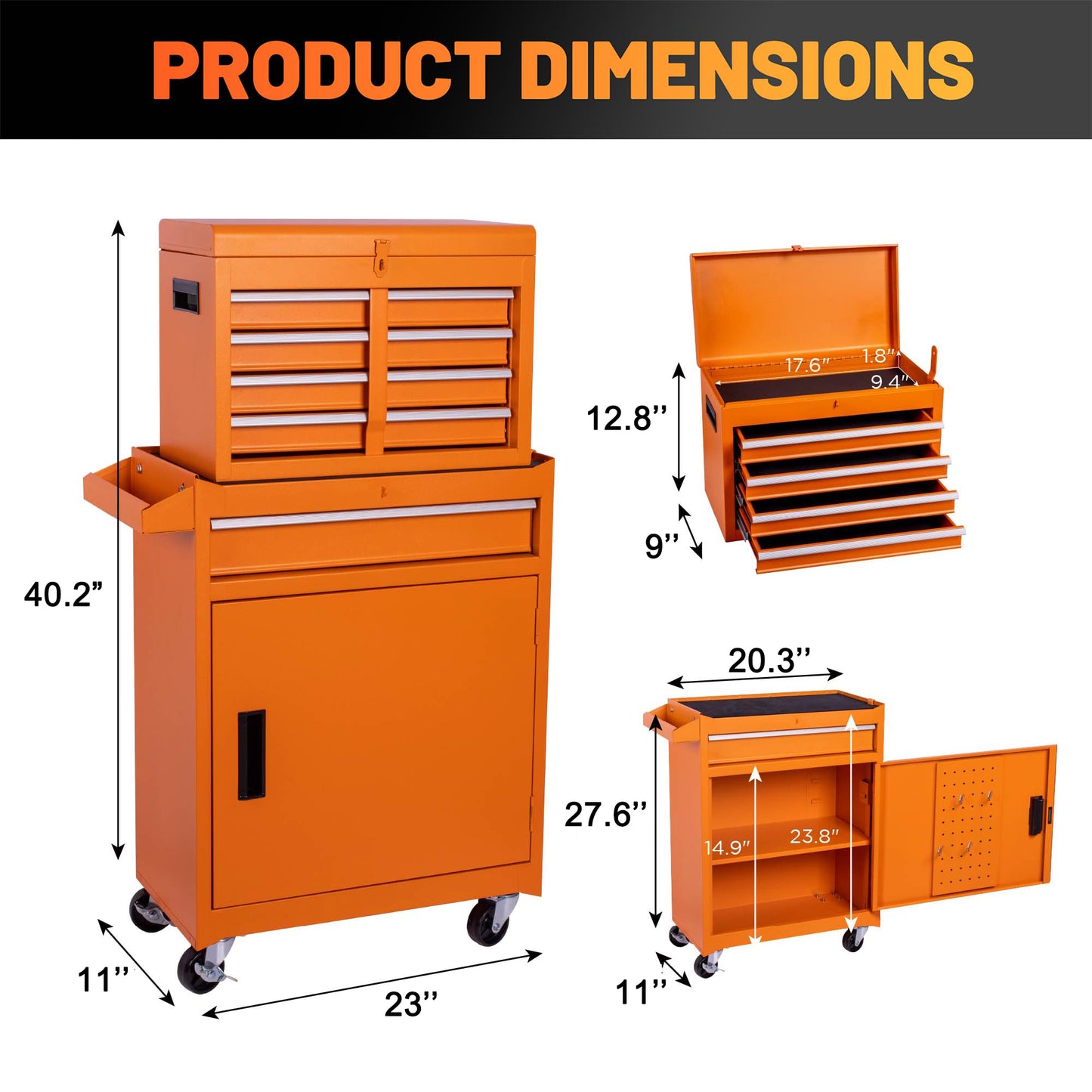 NIGSQJB 2-In-1 40.2"H Rolling Tool Chest with 5 Drawers