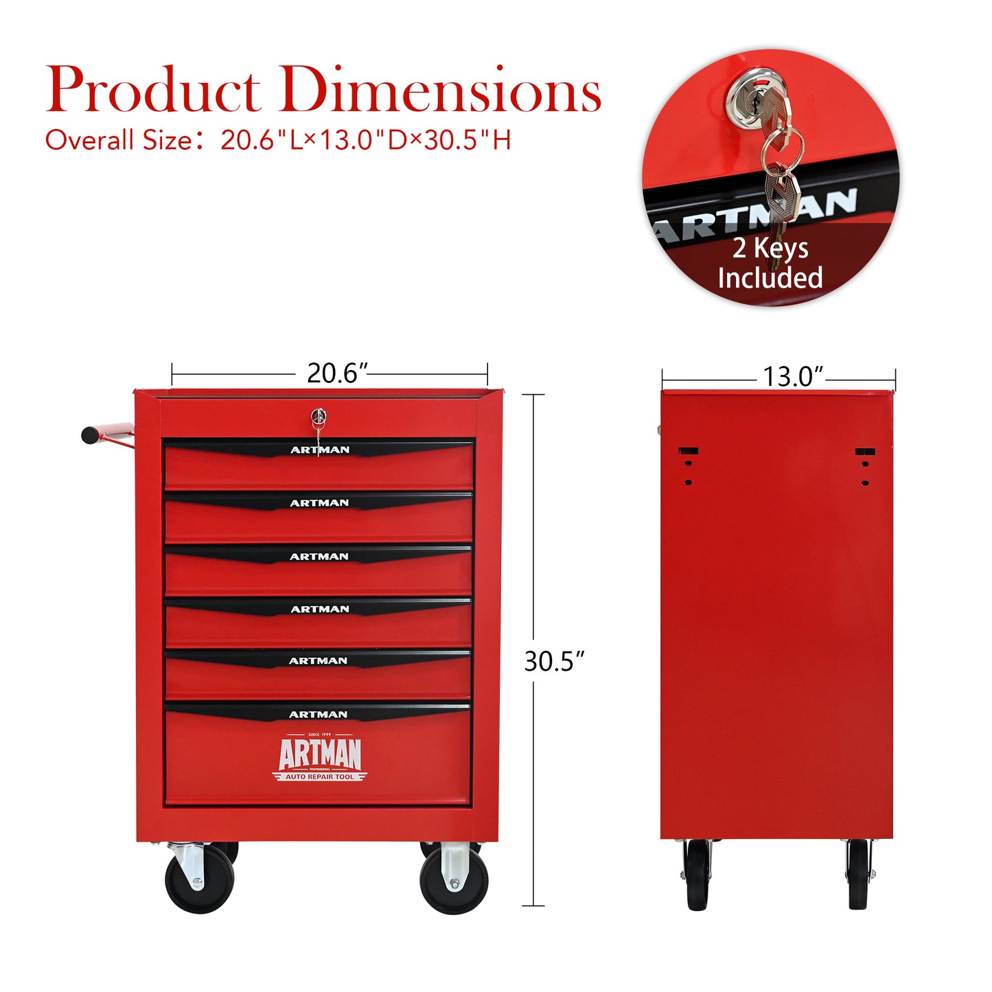 NIGSQJB 30.5"H Rolling Tool Chest with 4-5-6-7 Drawers, Red