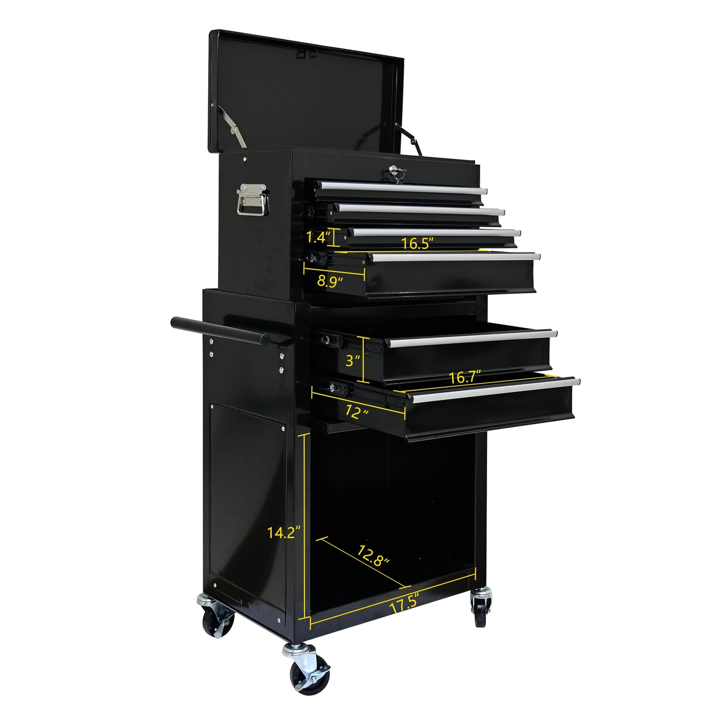 NIGSQJB 42.9"H Rolling Tool Chest w/ 6 Drawers
