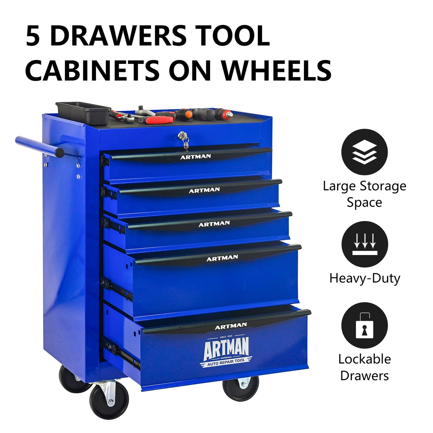 NIGSQJB 30.5"H Rolling Tool Chest with 2-4-5-6-7 Drawers, Blue