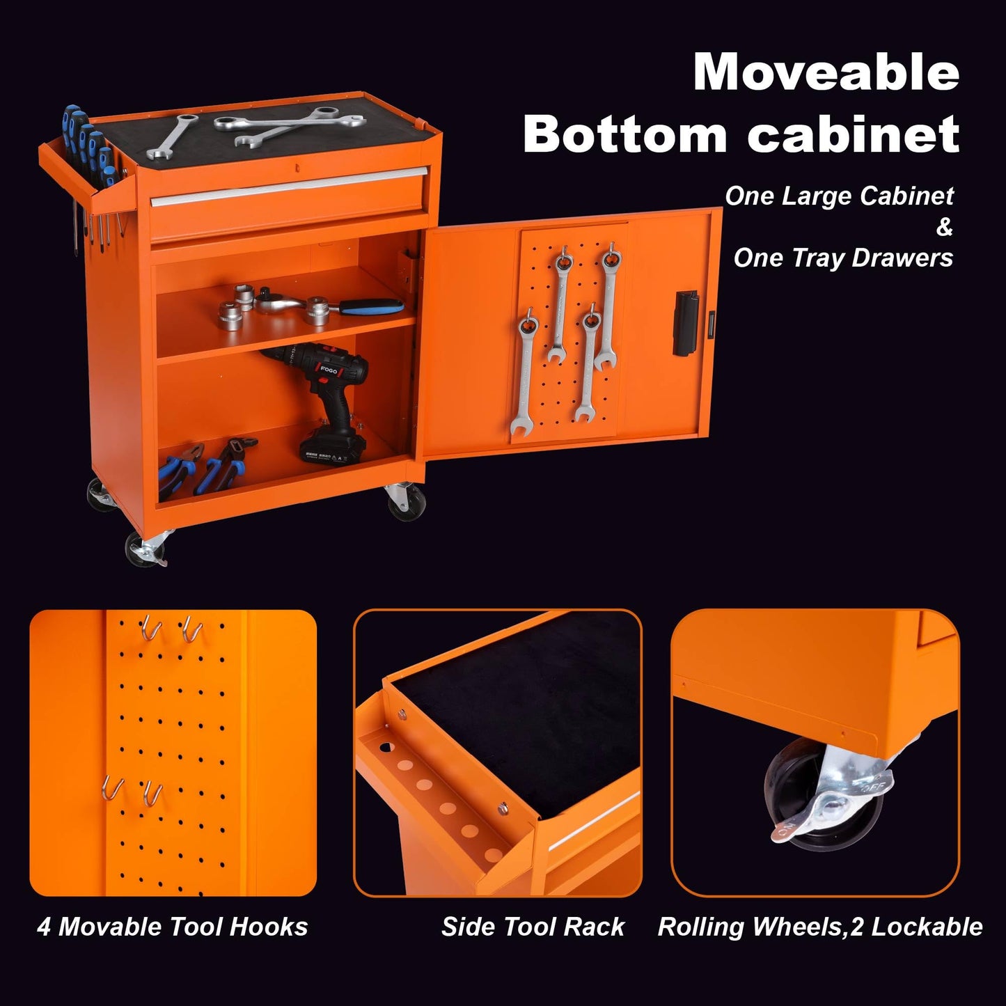 NIGSQJB 2-In-1 40.2"H Rolling Tool Chest with 5 Drawers