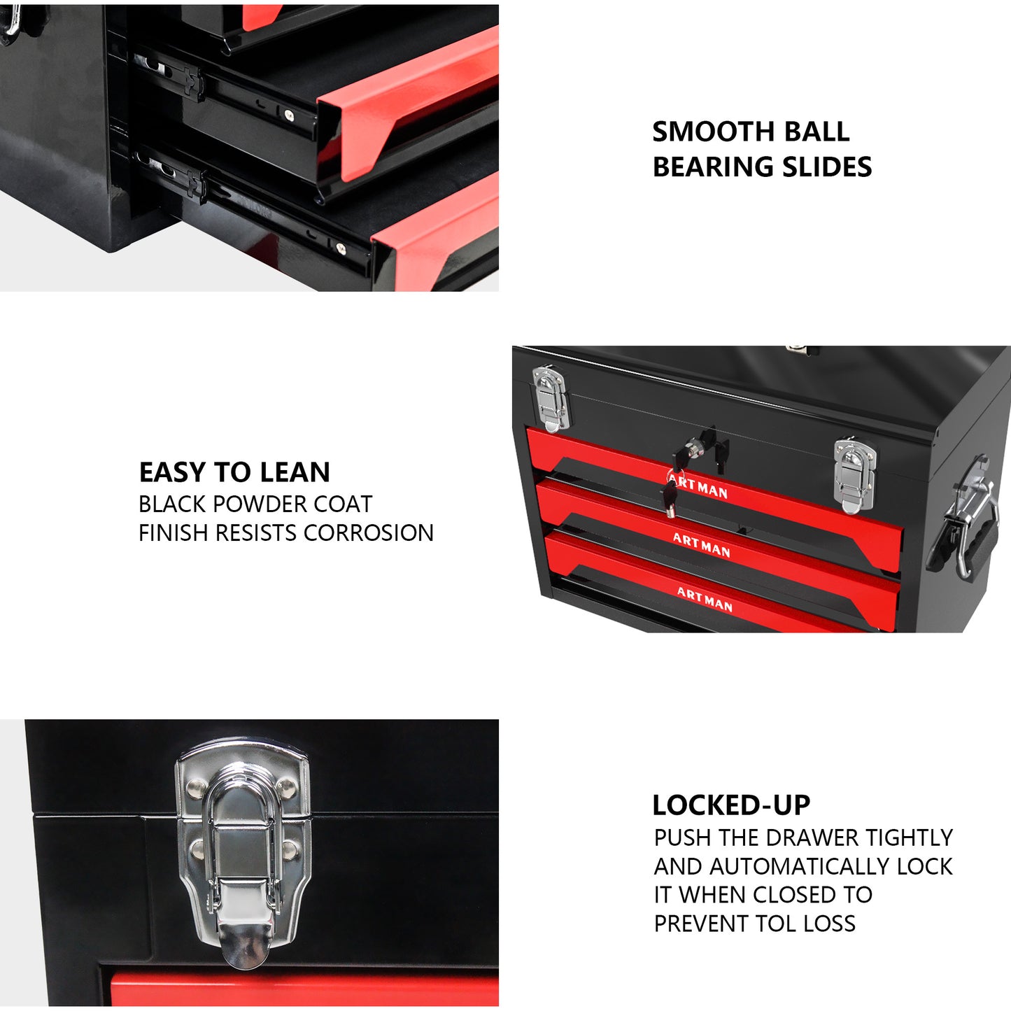 NIGSQJB Portable Tool Box Organizer with 3 Drawers
