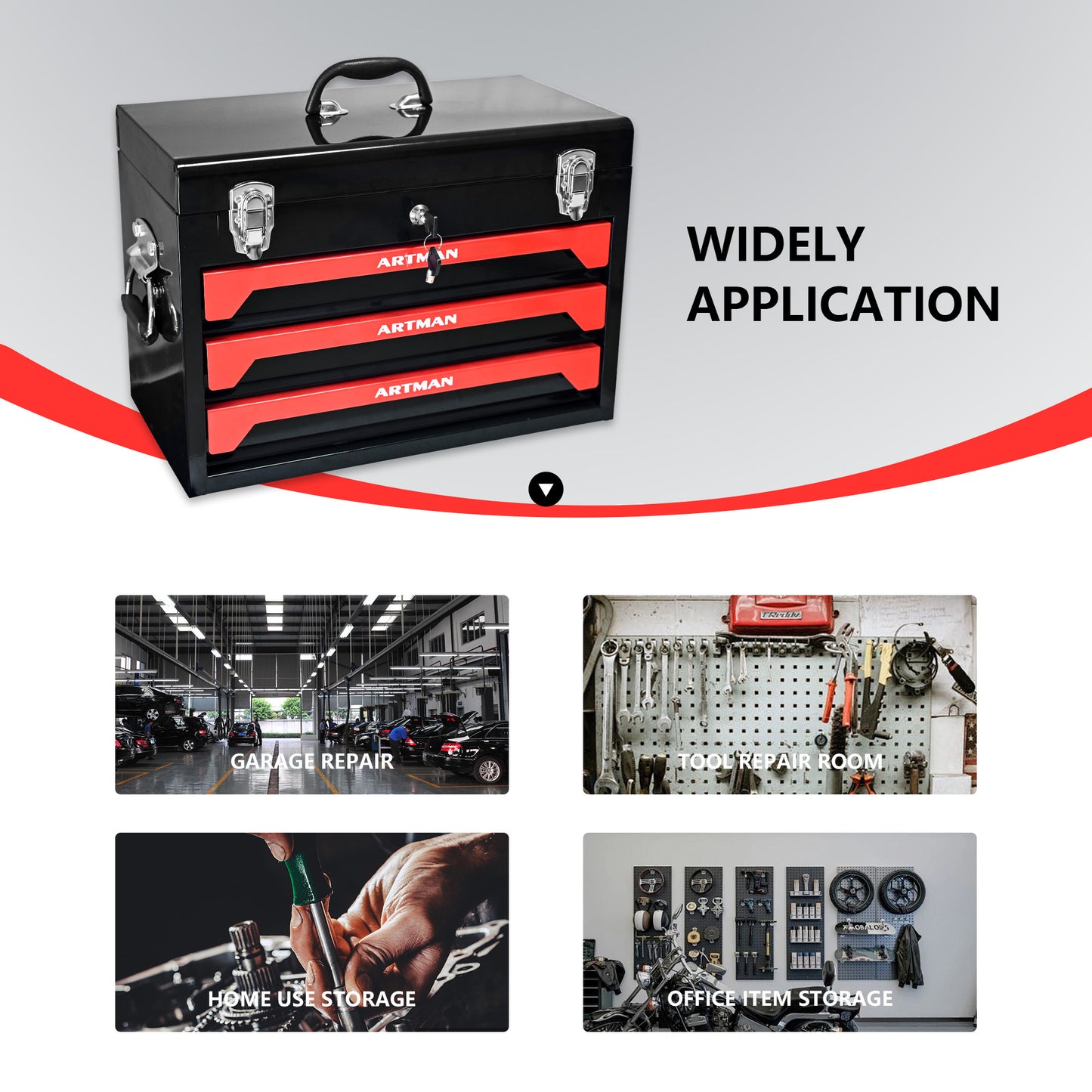 NIGSQJB Portable Tool Box Organizer with 3 Drawers