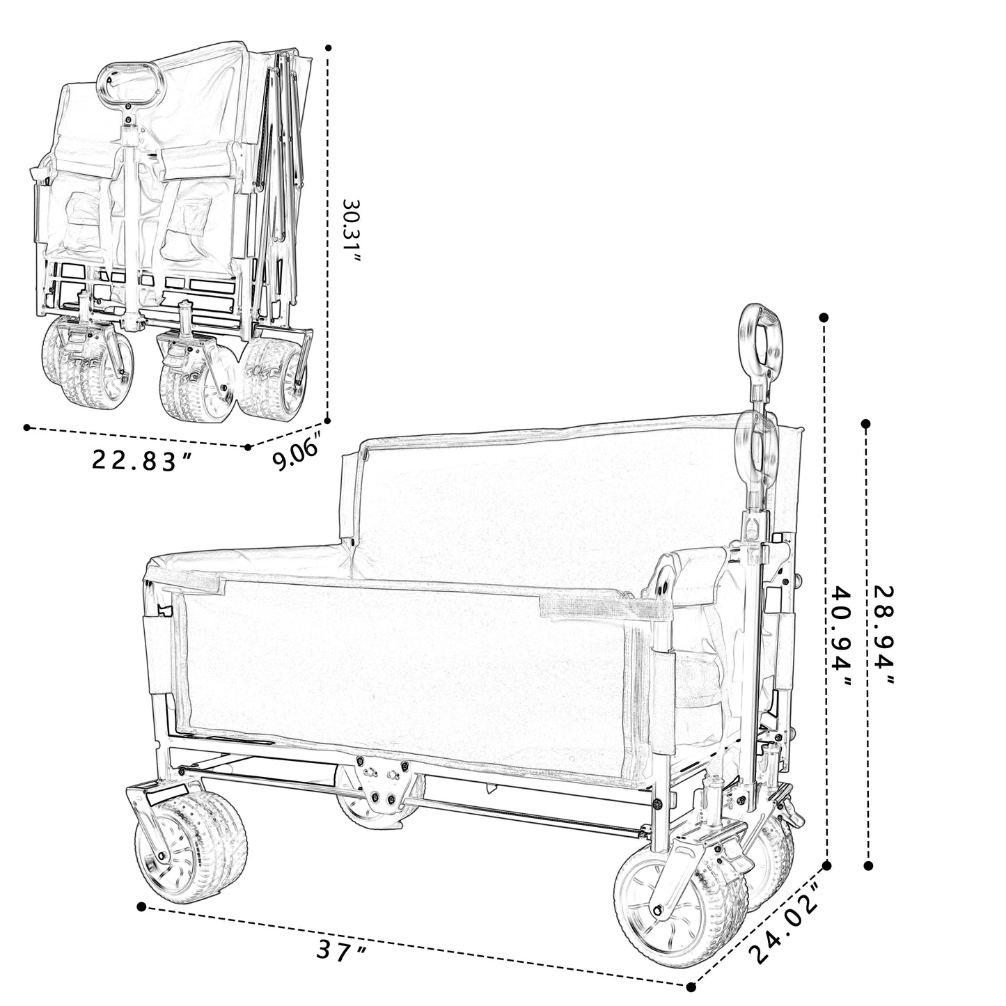 NIGSQJB 3-in-1 Convertible Folding Wagon Cart with 500lbs 180L Capacity