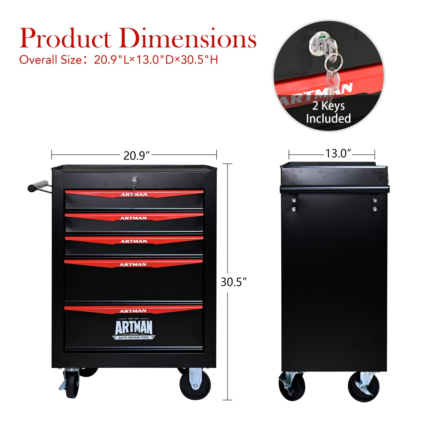 NIGSQJB 30.5"H Rolling Tool Chest with 4-5-6-7 Drawers, Black Red