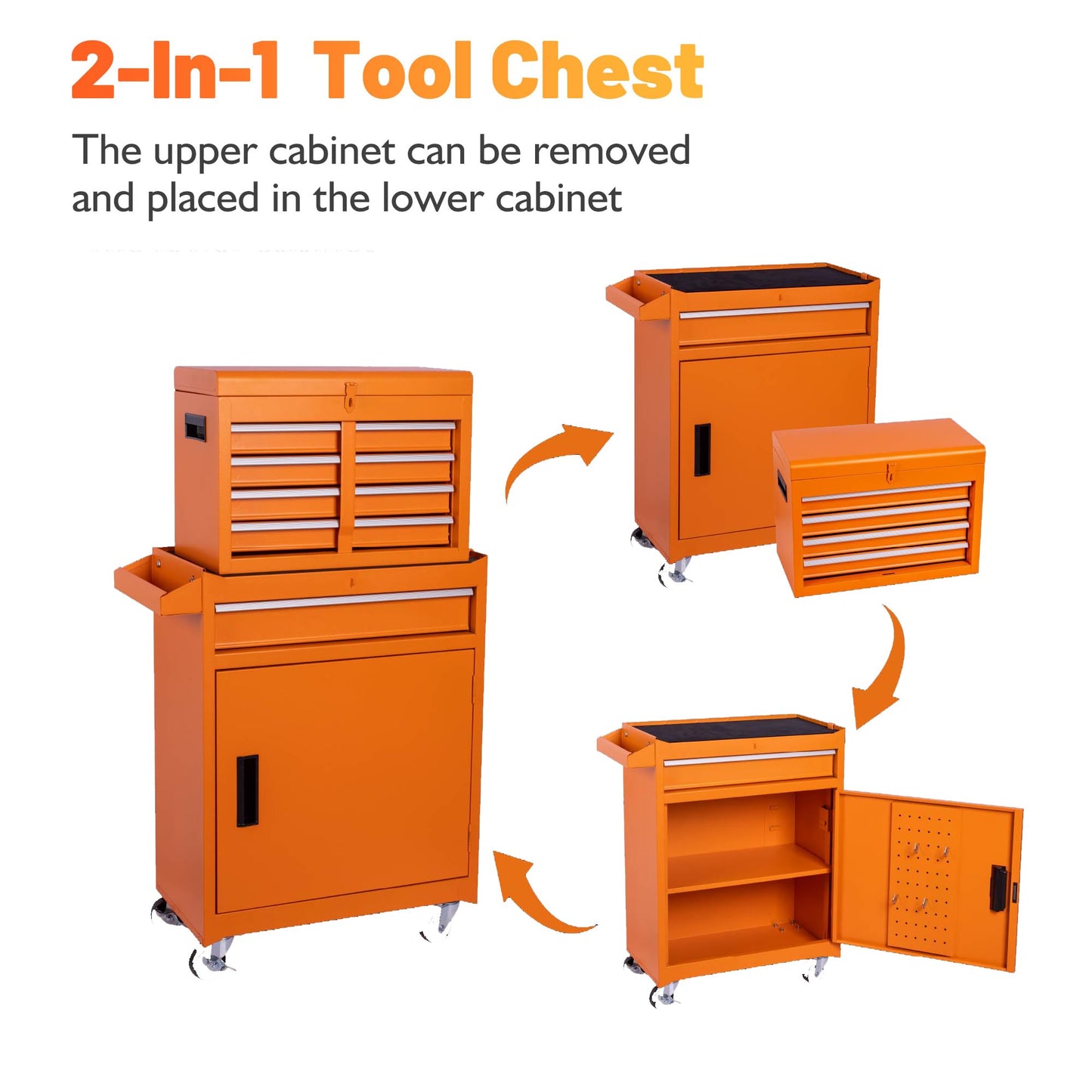 NIGSQJB 2-In-1 40.2"H Rolling Tool Chest with 5 Drawers