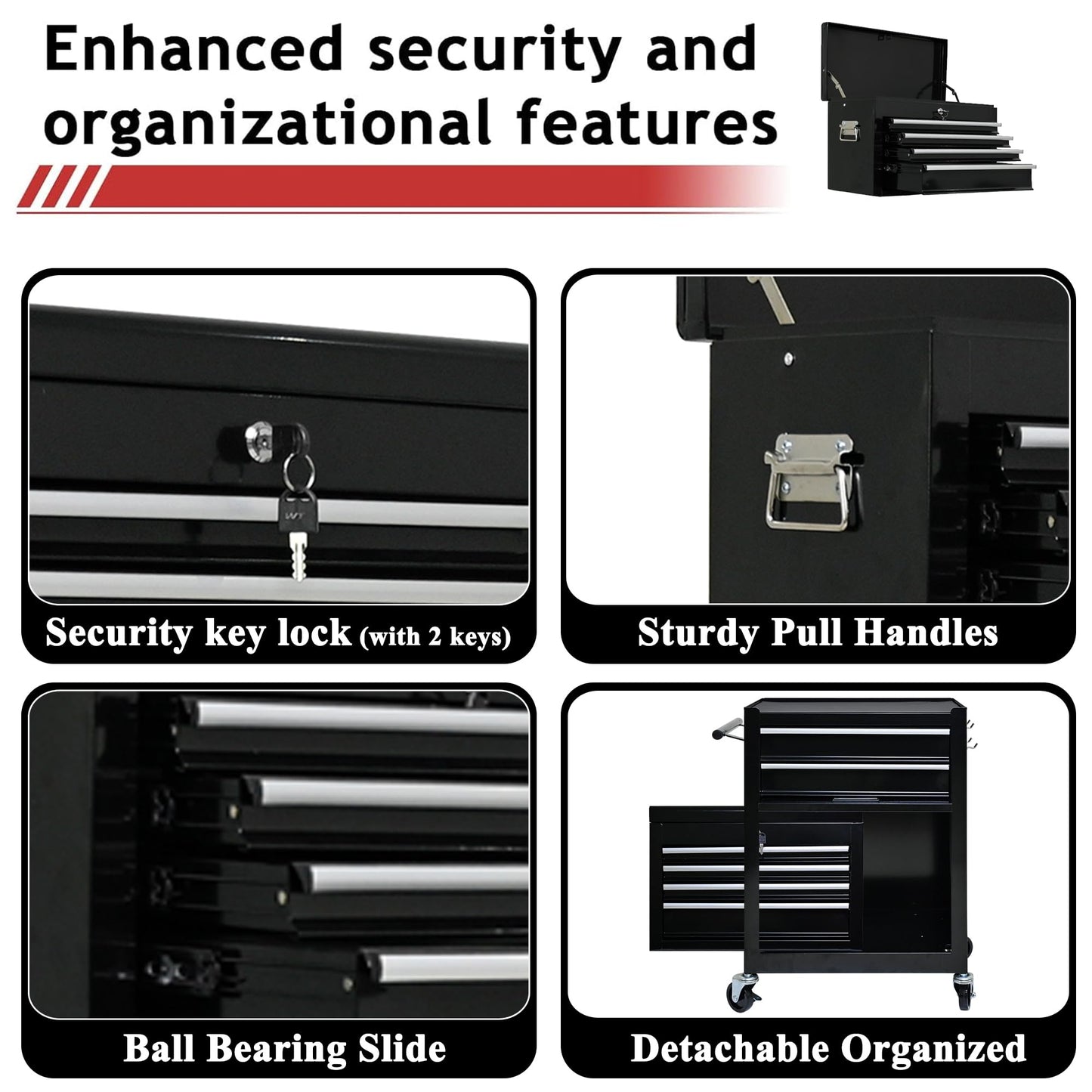 NIGSQJB 42.9"H Rolling Tool Chest w/ 6 Drawers
