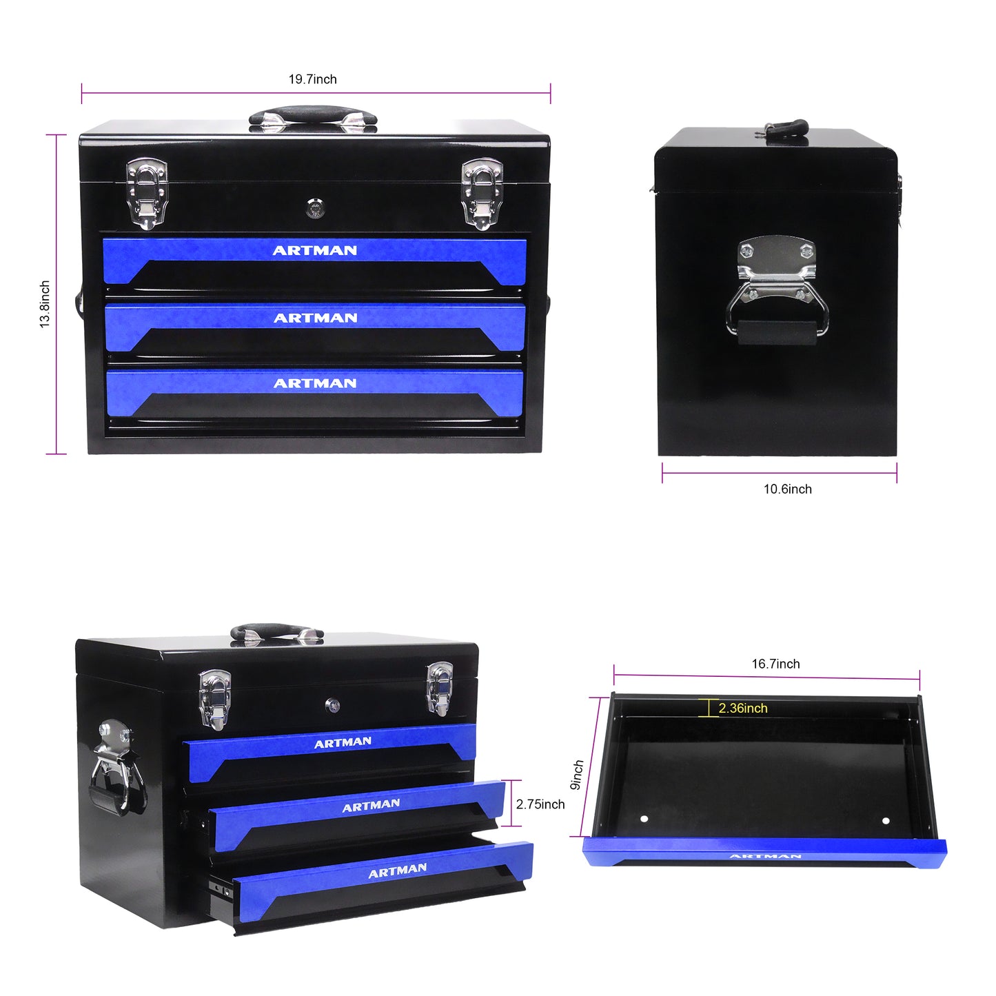 NIGSQJB 439 Pcs Tool Sets with 3 Drawers Tool Box Organizer