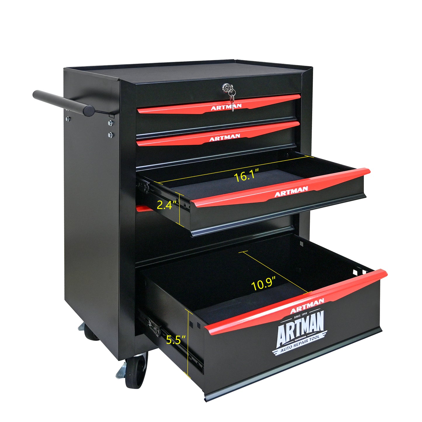 NIGSQJB 30.5"H Rolling Tool Chest with 4-5-6-7 Drawers, Black Red