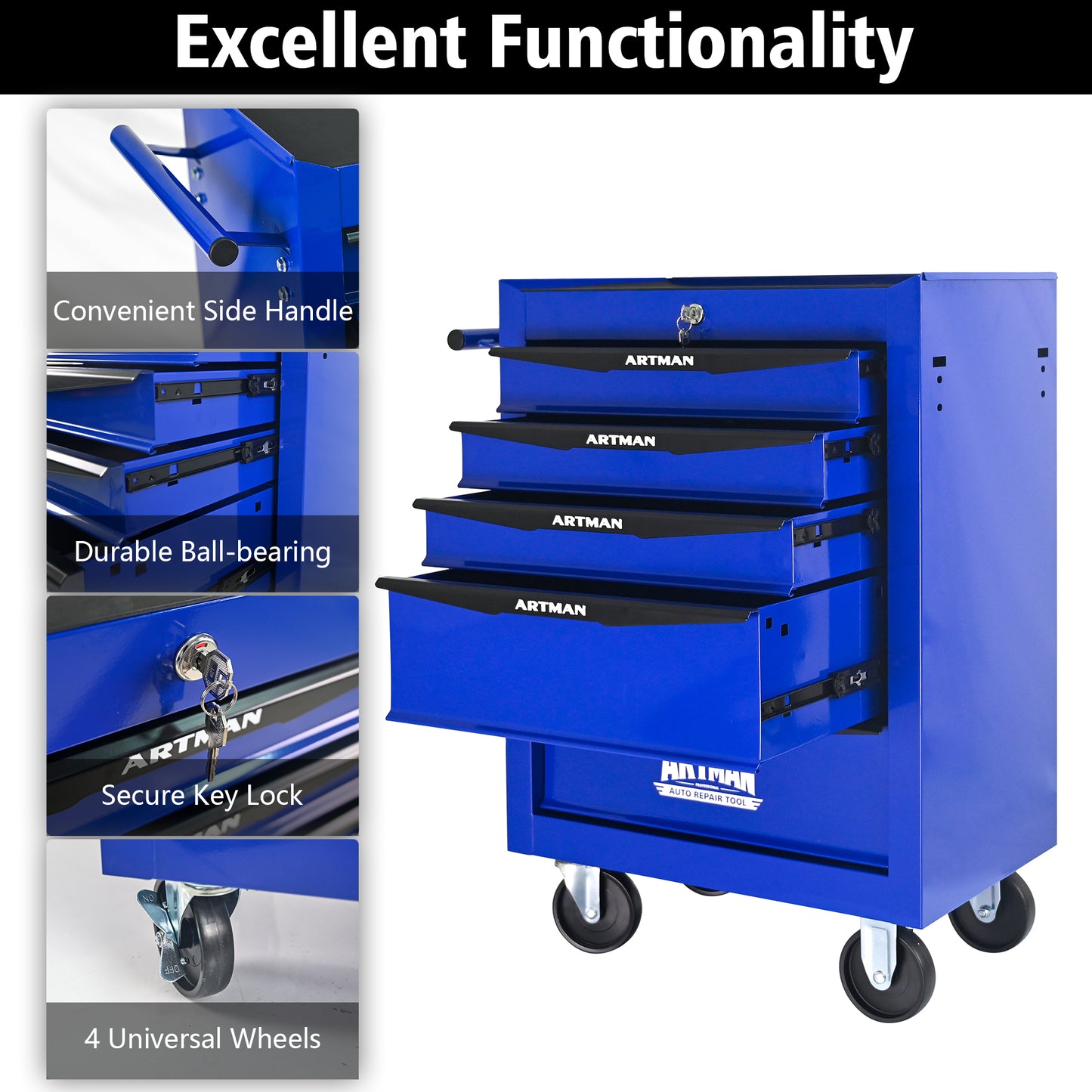 NIGSQJB 30.5"H Rolling Tool Chest with 2-4-5-6-7 Drawers, Blue