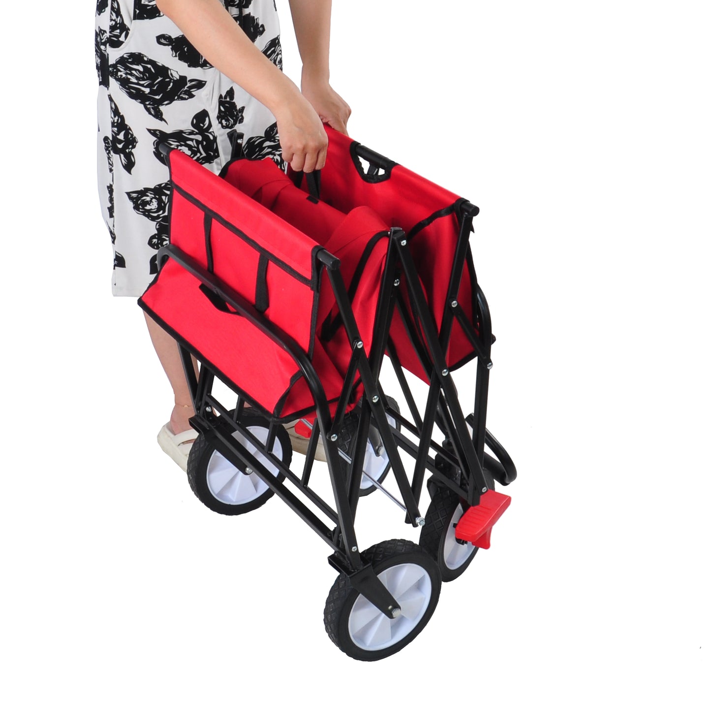 NIGSQJB Folding Shopping Cart with Wheels 150lbs Capacity