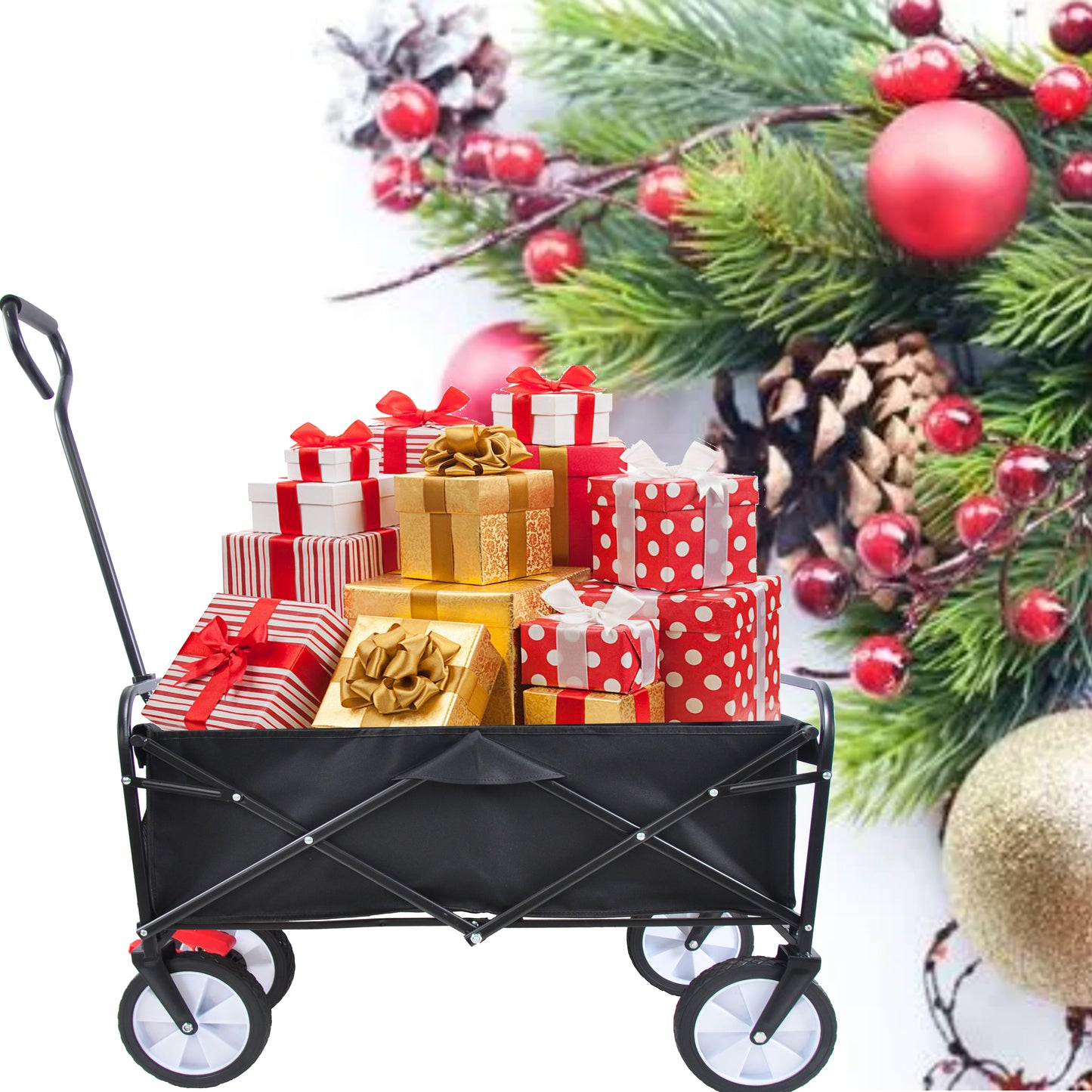 NIGSQJB Folding Shopping Cart with Wheels 150lbs Capacity