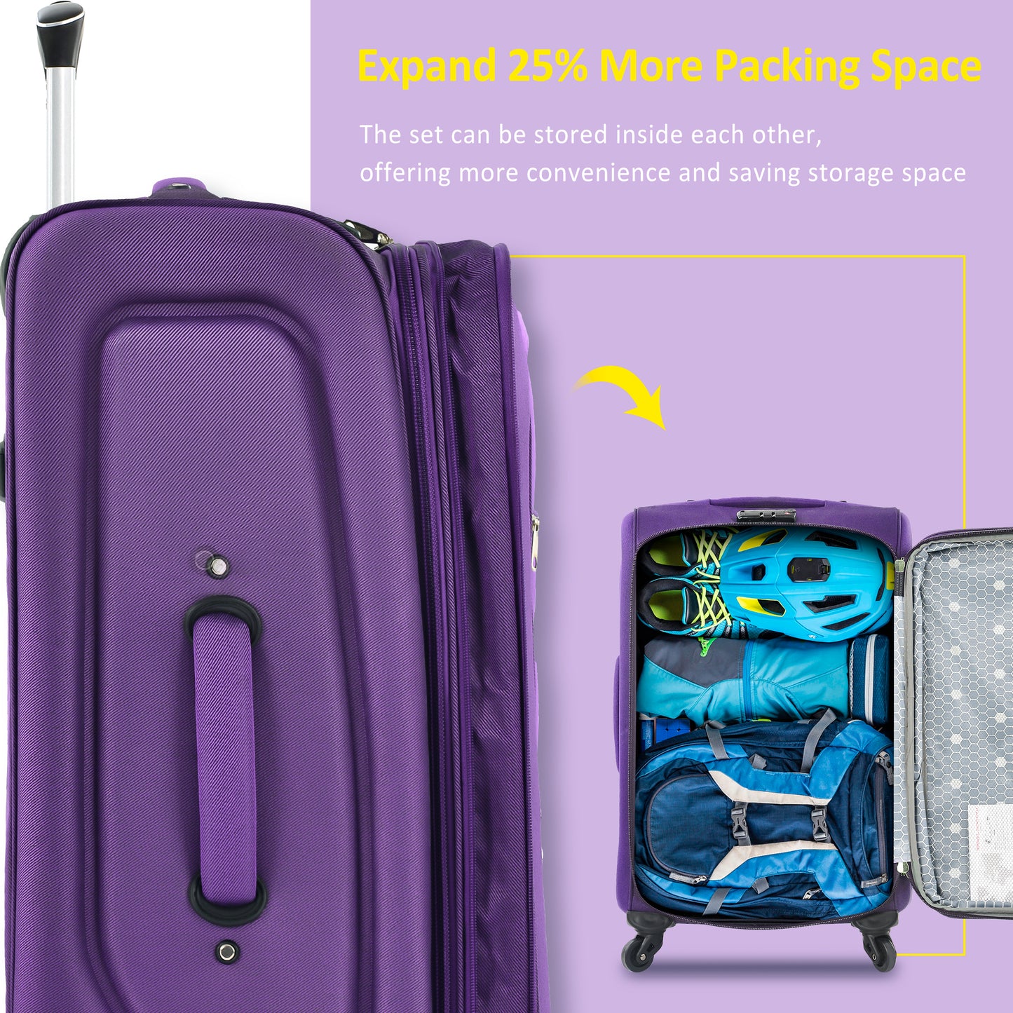 NIGSQJB Softside Luggage Sets 3 Piece