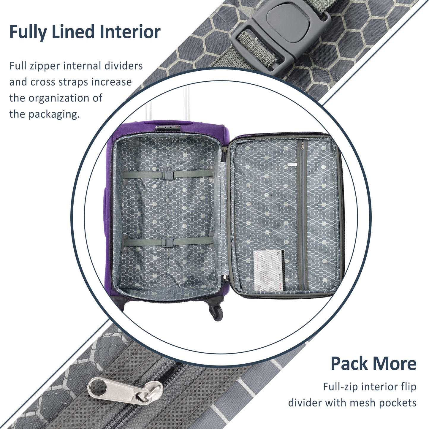 NIGSQJB Softside Luggage Sets 3 Piece