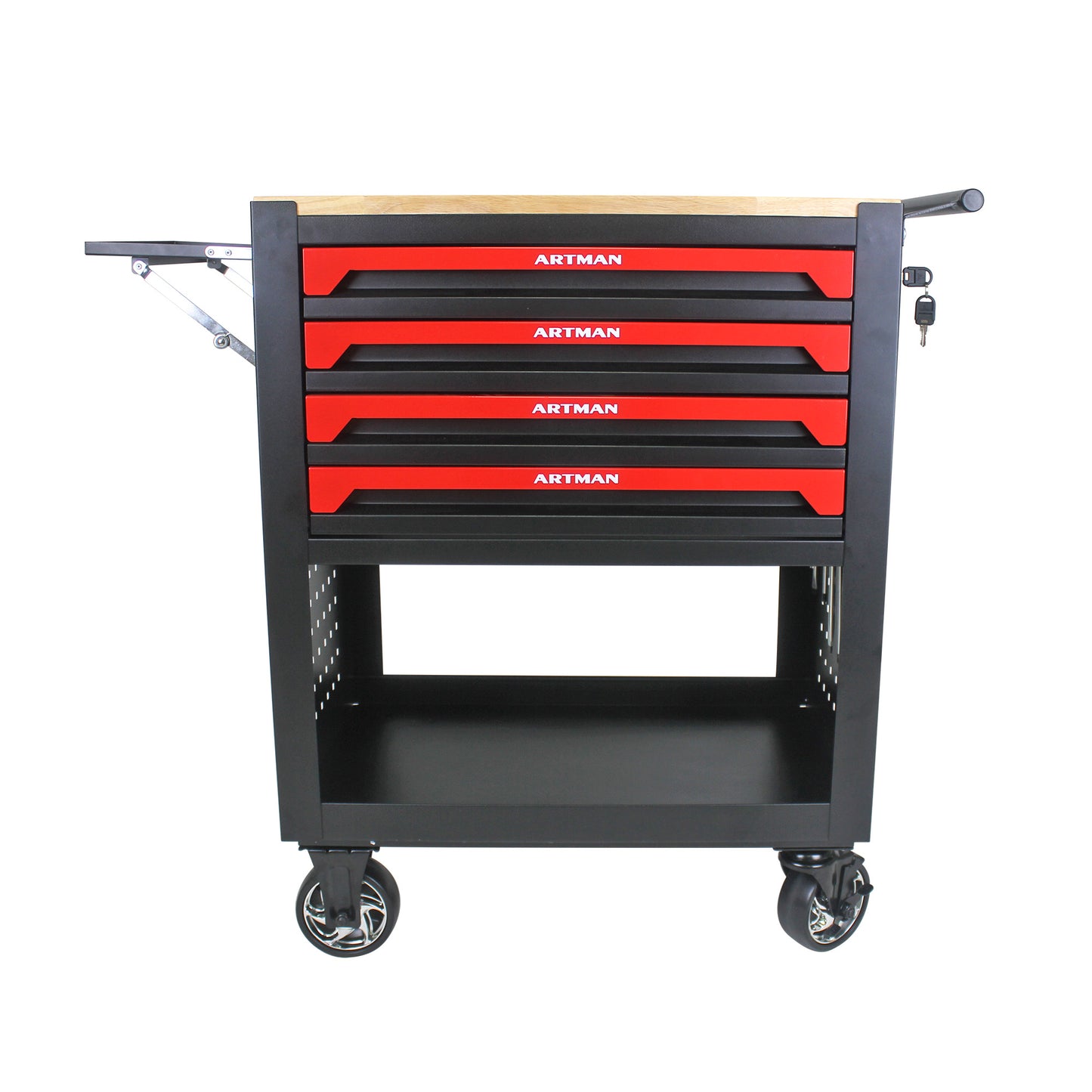 NIGSQJB 35.4"H Tool Chest Cart on Wheels w/ 4 Drawers,Wooden Top