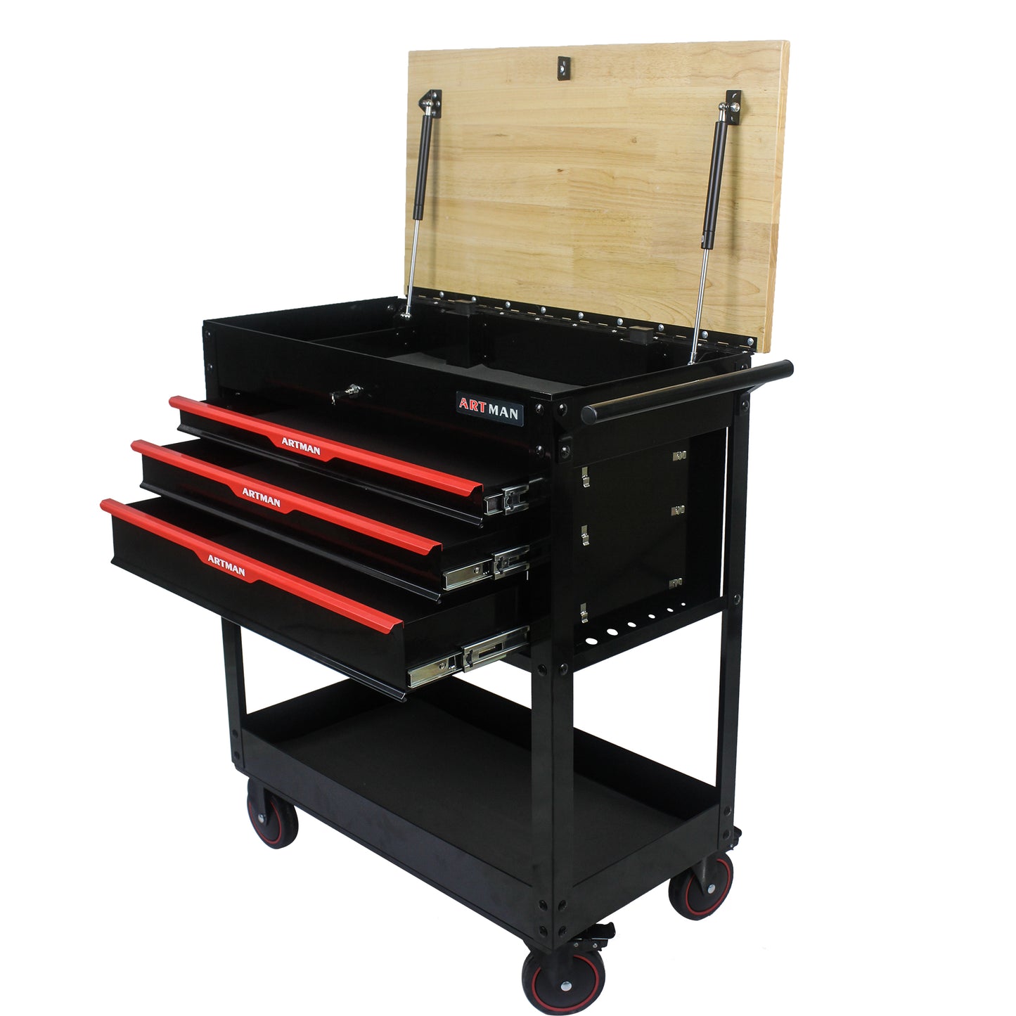 NIGSQJB 3 Drawers Tool Chest on Wheels with Wood Top