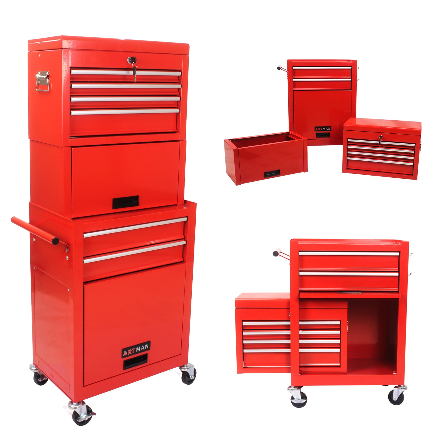  NIGSQJB 3-In-1 52"H Rolling Tool Chest with 6 Drawers