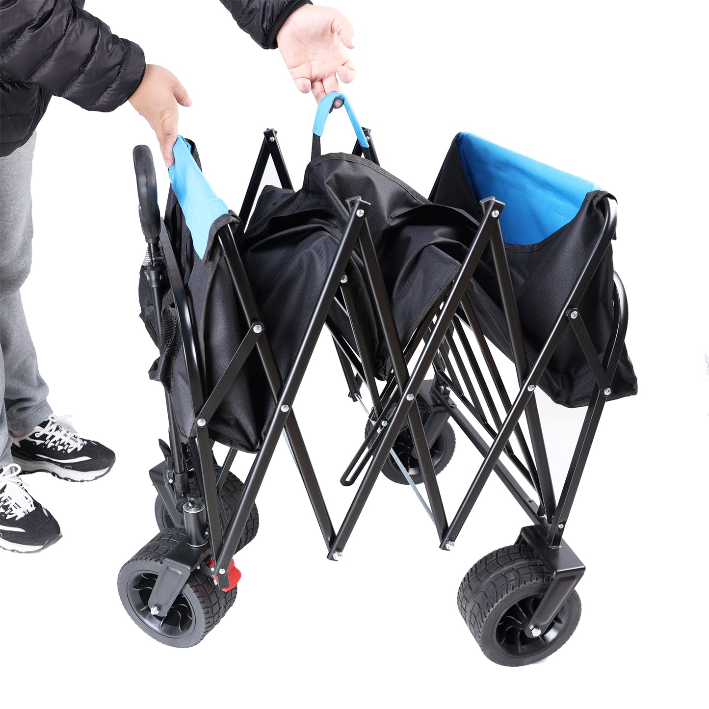 NIGSQJB 53" Folding Wagon Cart 150lbs Large Capacity Extra Long