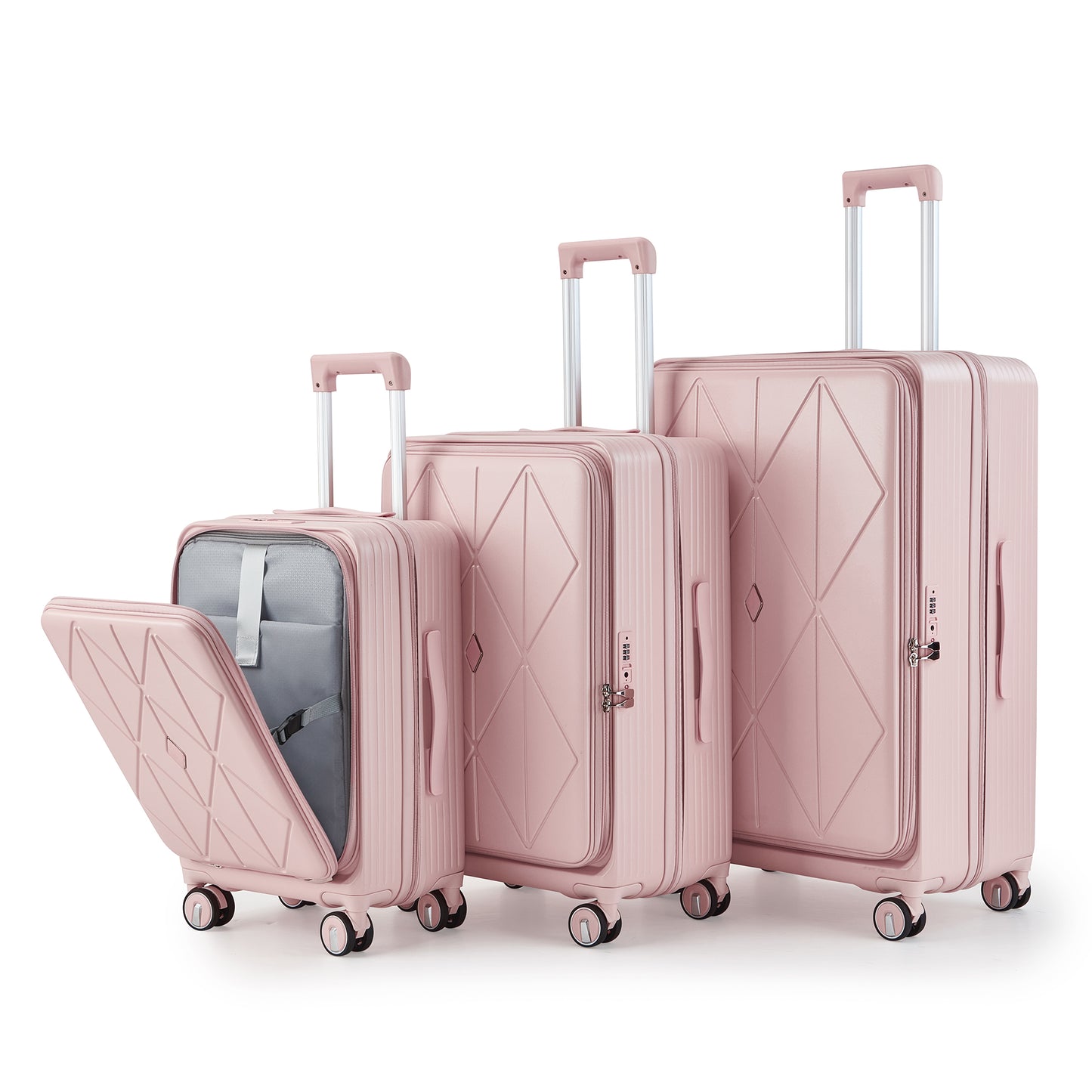 NIGSQJB Luggage Sets 3Pcs with TSA Lock & Double Wheels & PVC Cover (20-24-28in)