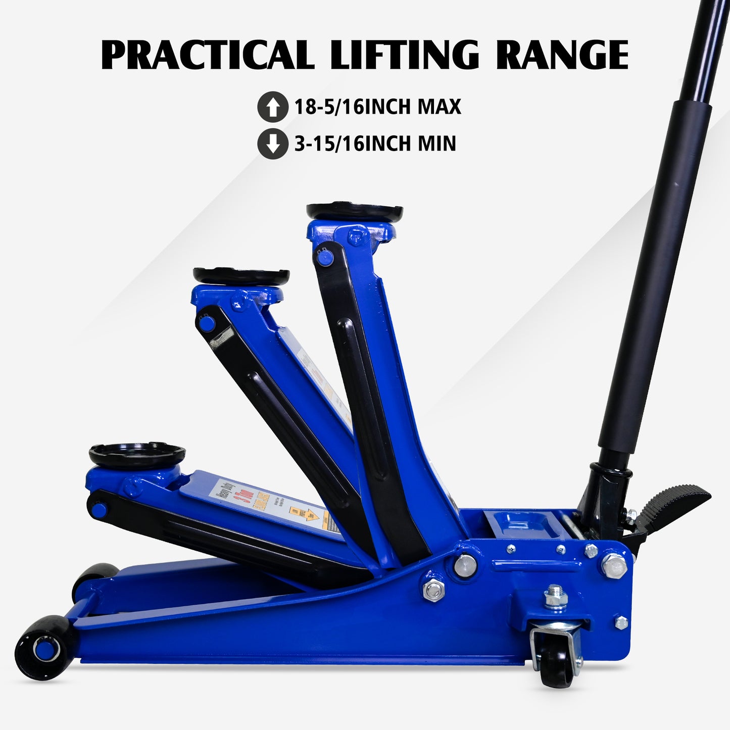 NIGSQJB 3-Ton (6600 lbs) Heavy Duty Horizontal Double Pump Floor Jack with Foot Pedal