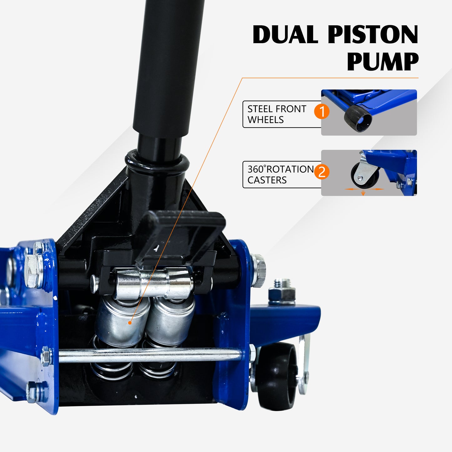 NIGSQJB 3-Ton (6600 lbs) Heavy Duty Horizontal Double Pump Floor Jack with Foot Pedal