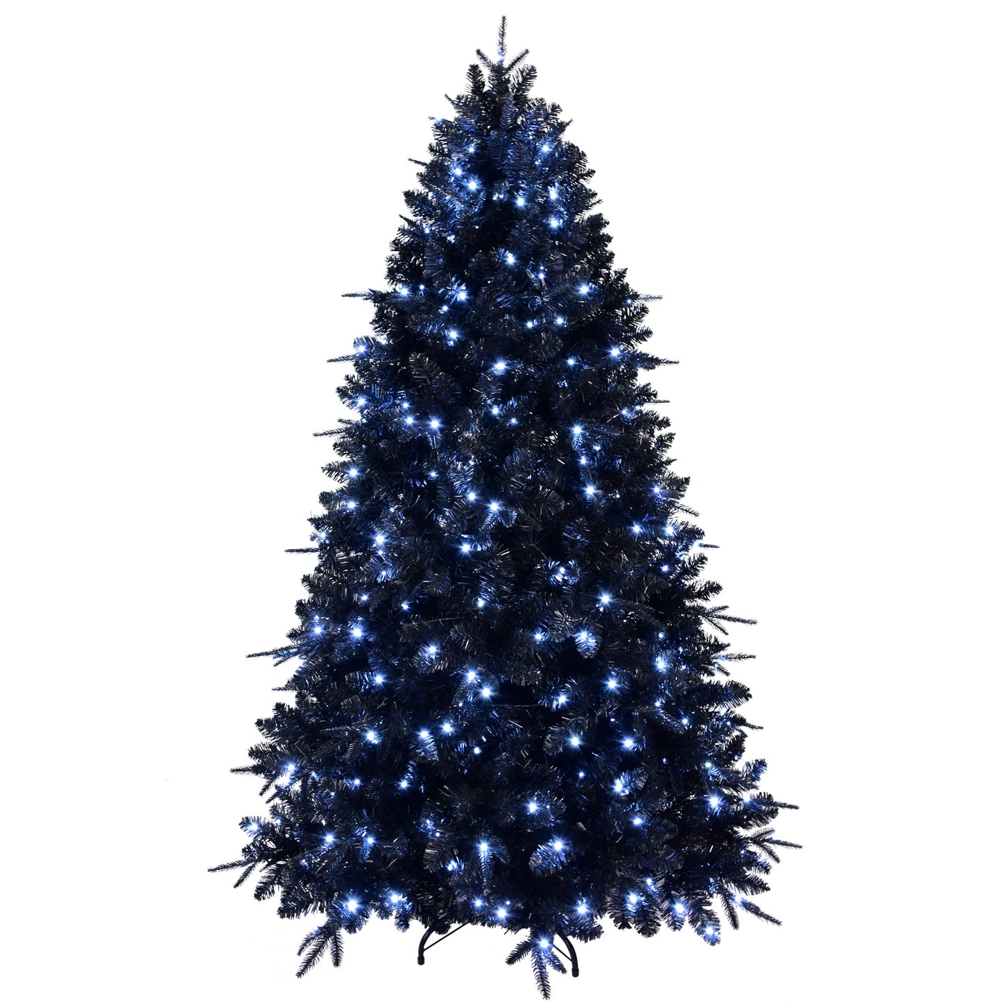 NIGSQJB 4-5-6-7-7.5-8-9ft Black Christmas Tree with White LED Lights