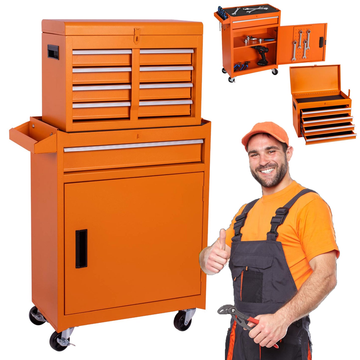 NIGSQJB 2-In-1 Rolling Tool Chest with 5-Drawers