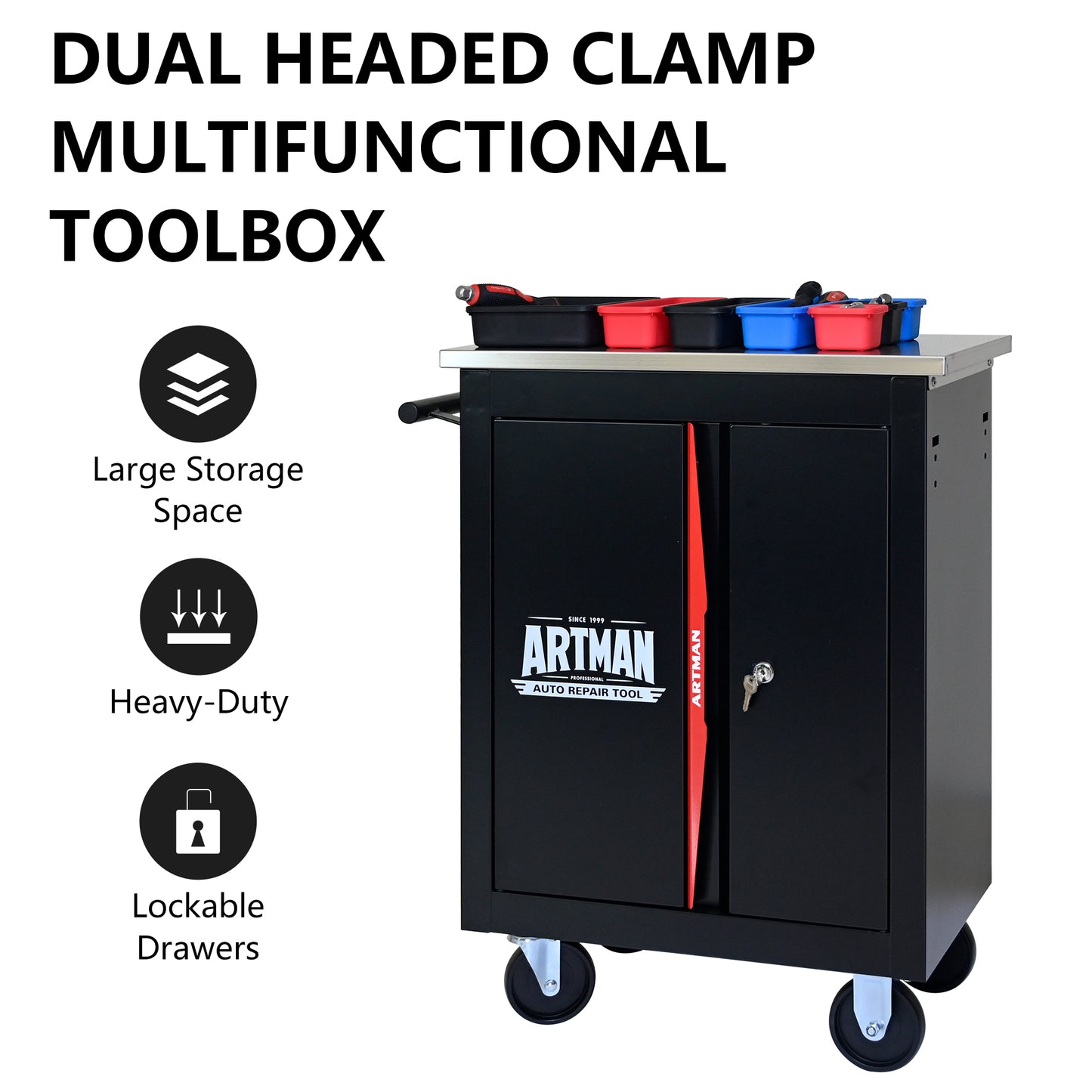 NIGSQJB 30.7"H Rolling Tool Chest with 2-4-5-6-7 Drawers, Black Red