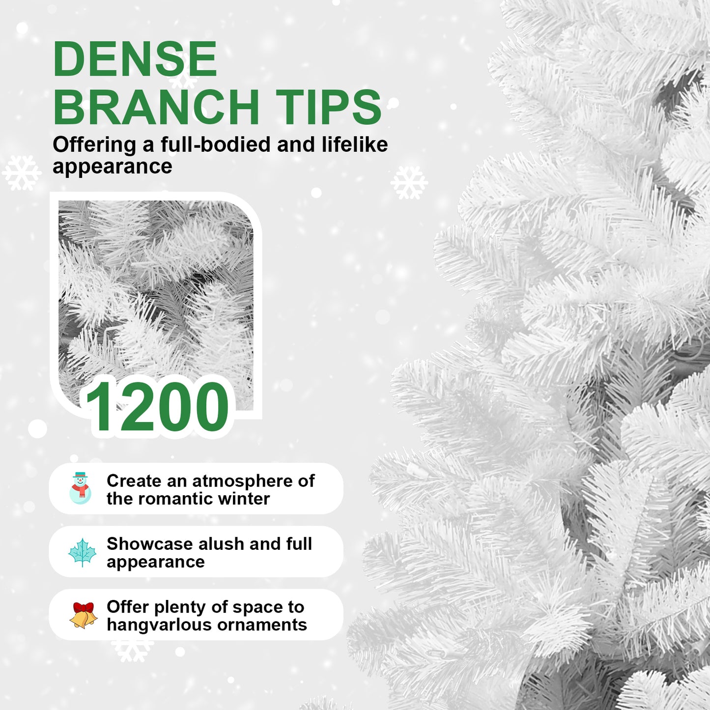 NIGSQJB 4-5-6-7-7.5-8-9ft White Christmas Tree with Memory Wire