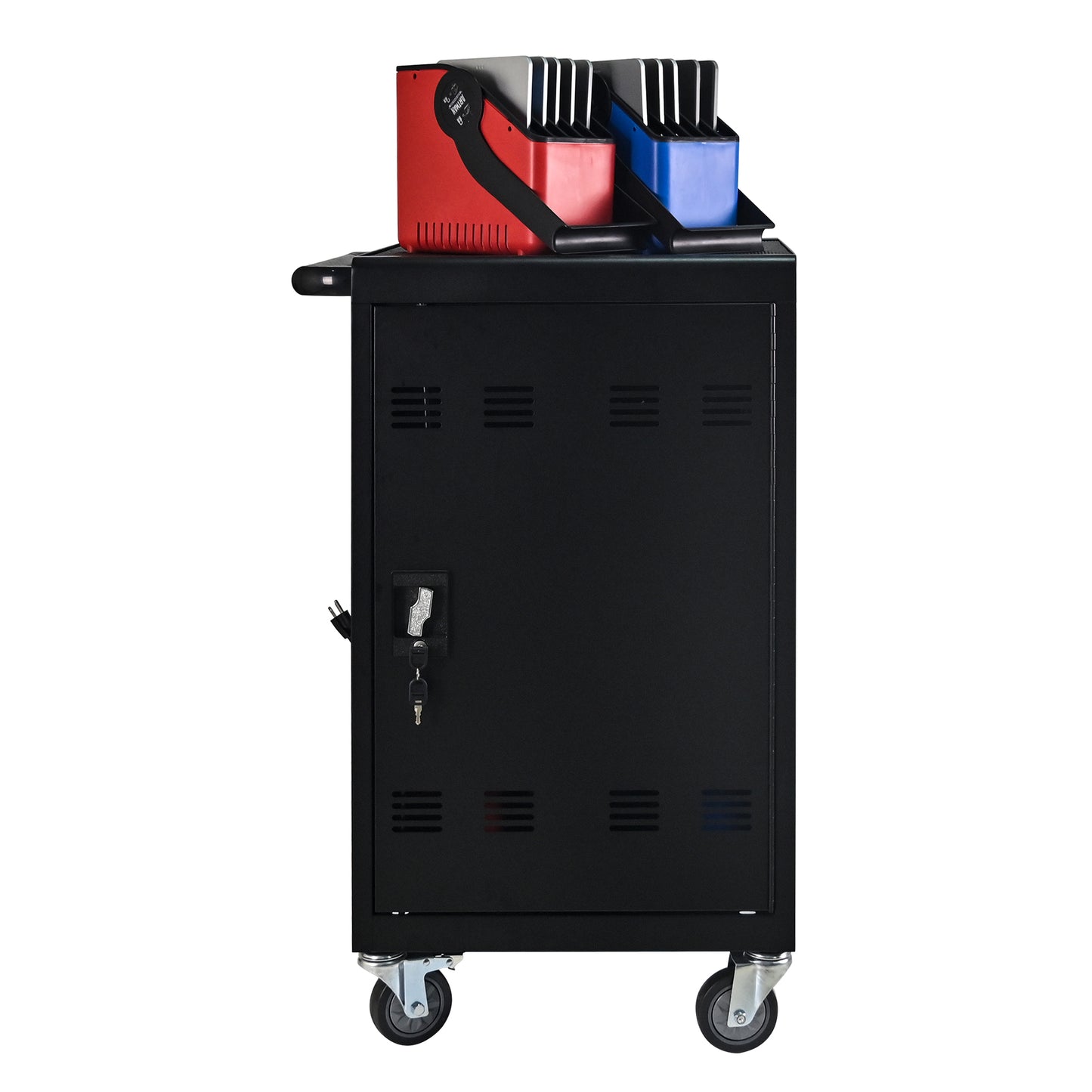 NIGSQJB 32-Device Mobile Charging Station for Chromebook, ipads,Laptop and Tablets, Lockable Charging Cabinet with Cable Management Dividers, Cable Clips, Storage Compartment & Removable Door, Black